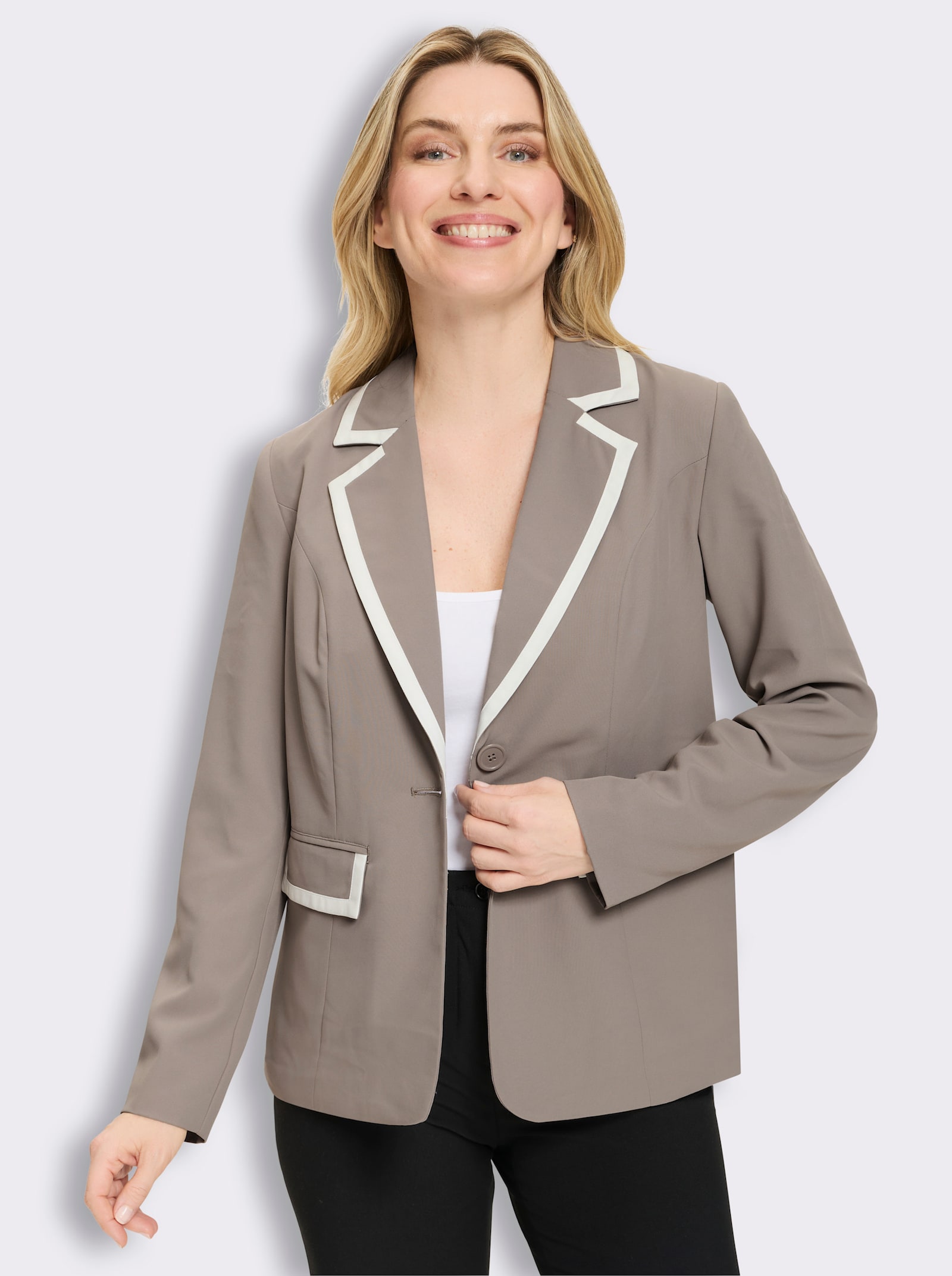 Blazer mit Kontrastdetails - taupe