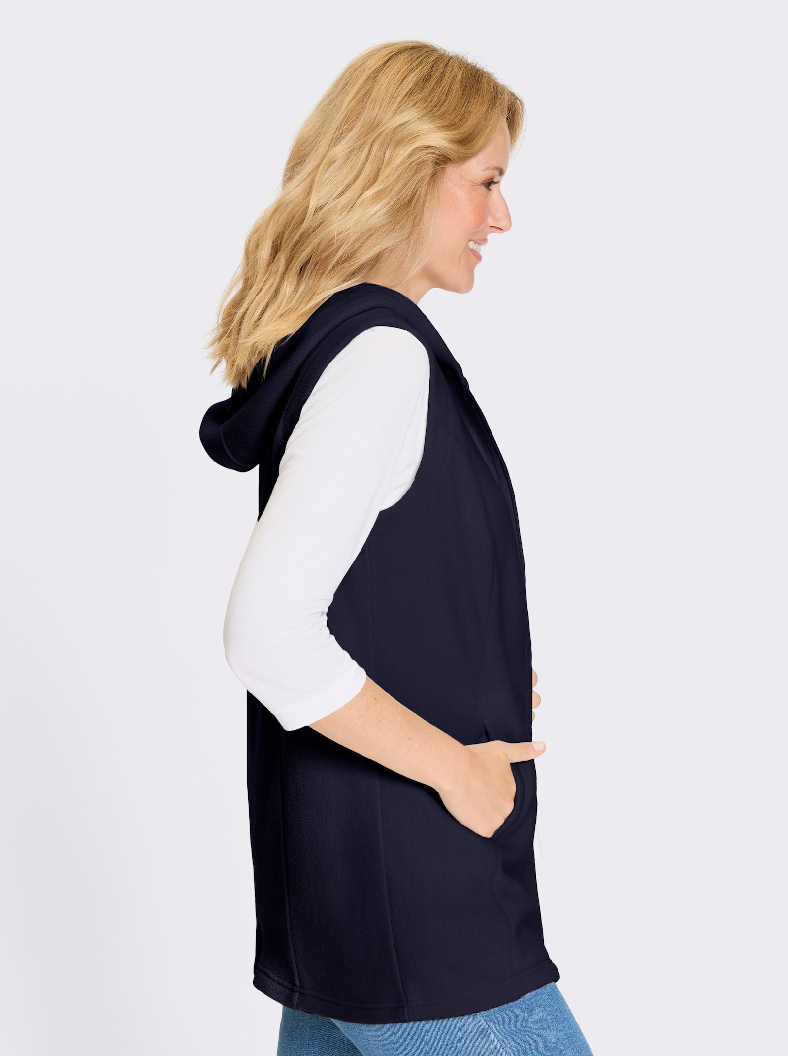 Fleeceweste mit 2-Wege-Reissverschluss - marine