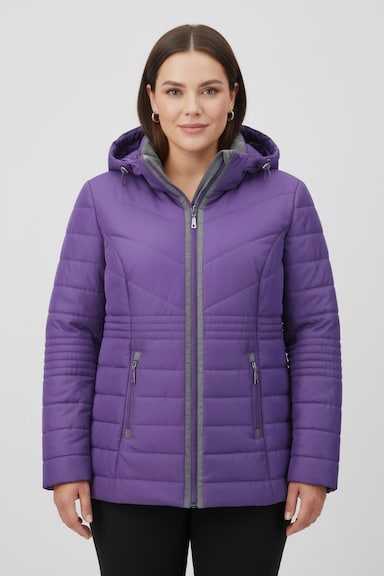 Steppjacke mit Flanell-Details - lila