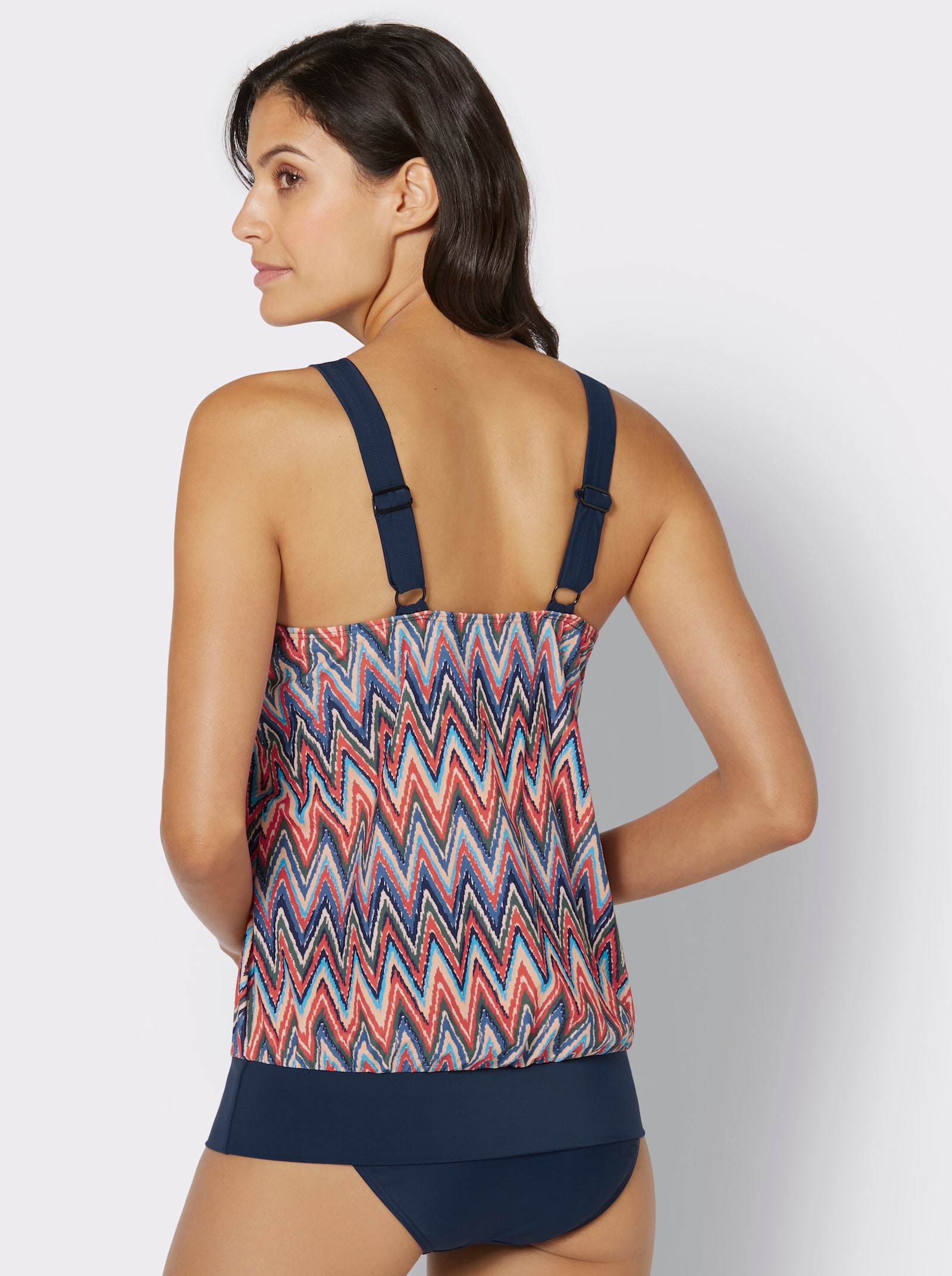 feel good Tankini-Oberteil mit Elastik-Bund - marine-bunt-bedruckt