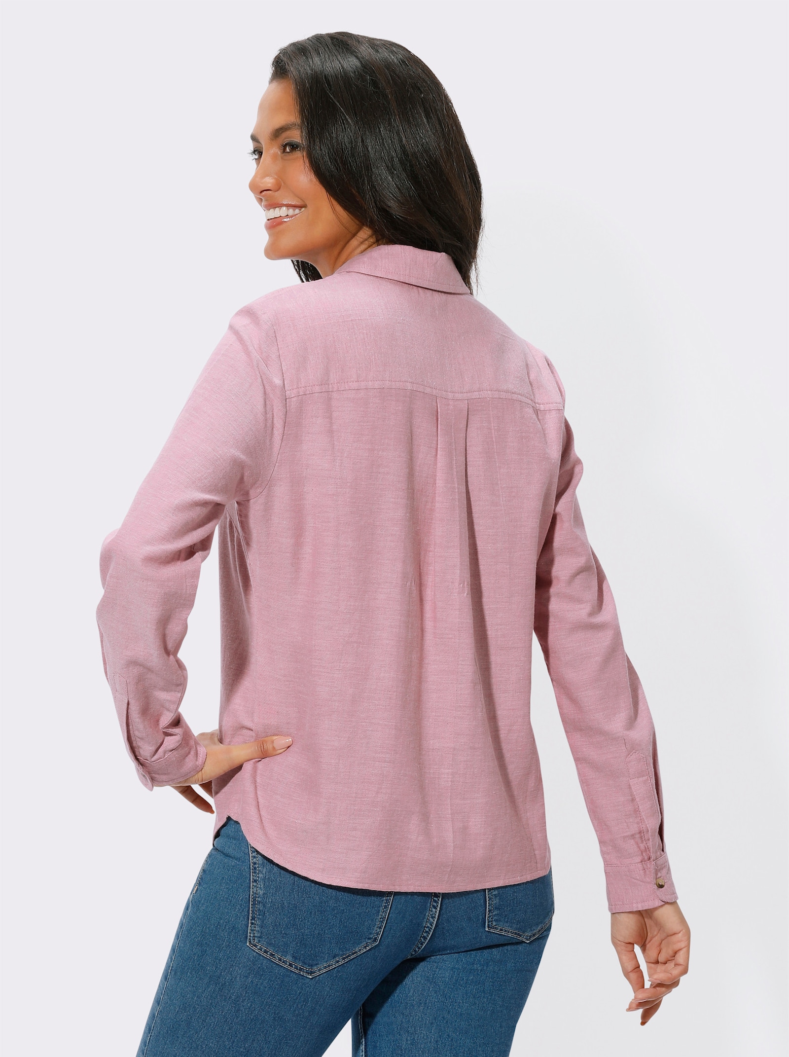 Hemdbluse aus Baumwoll-Stoff - altrosa-meliert