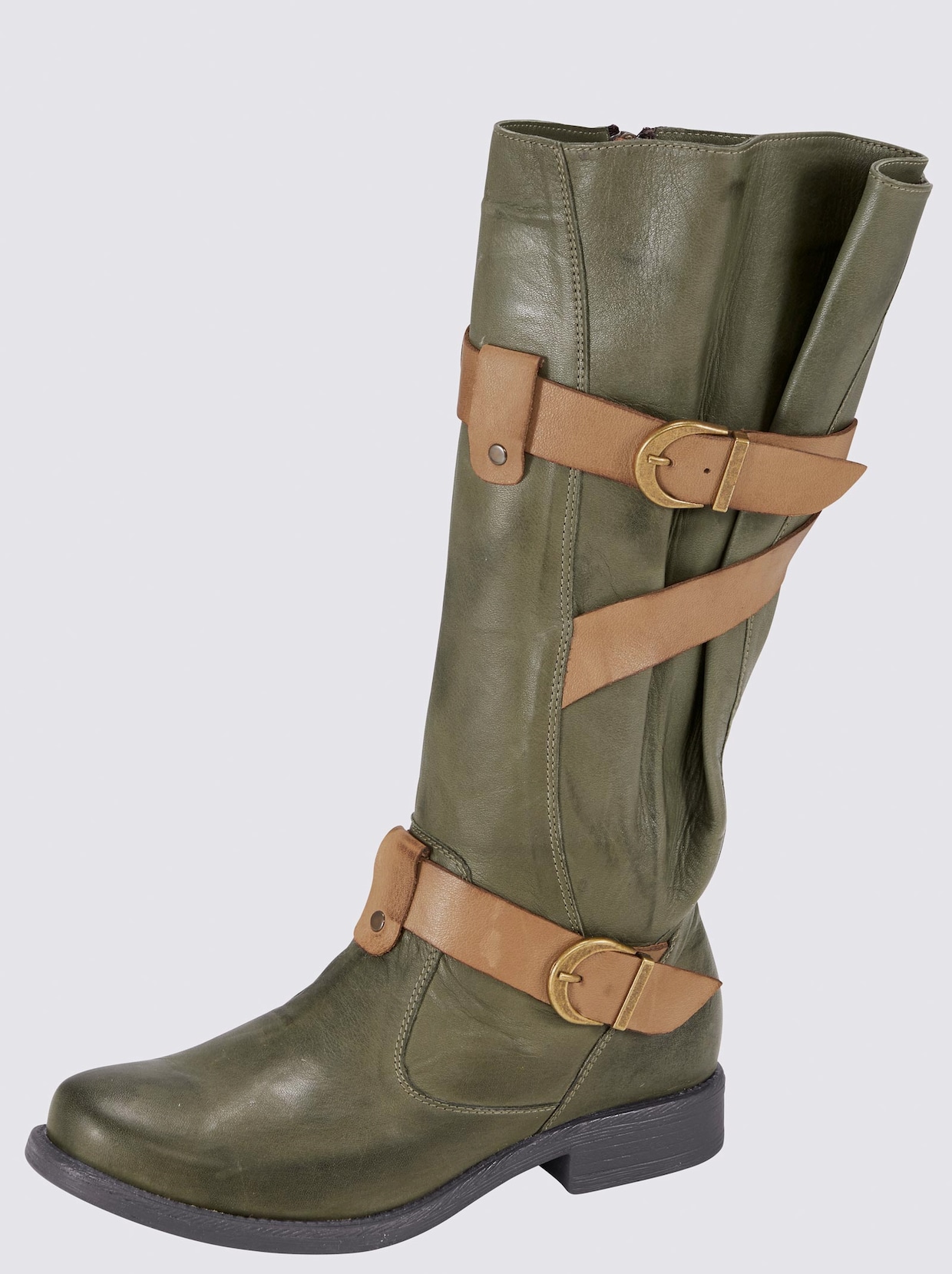 Andrea Conti Stiefel - oliv-cognac