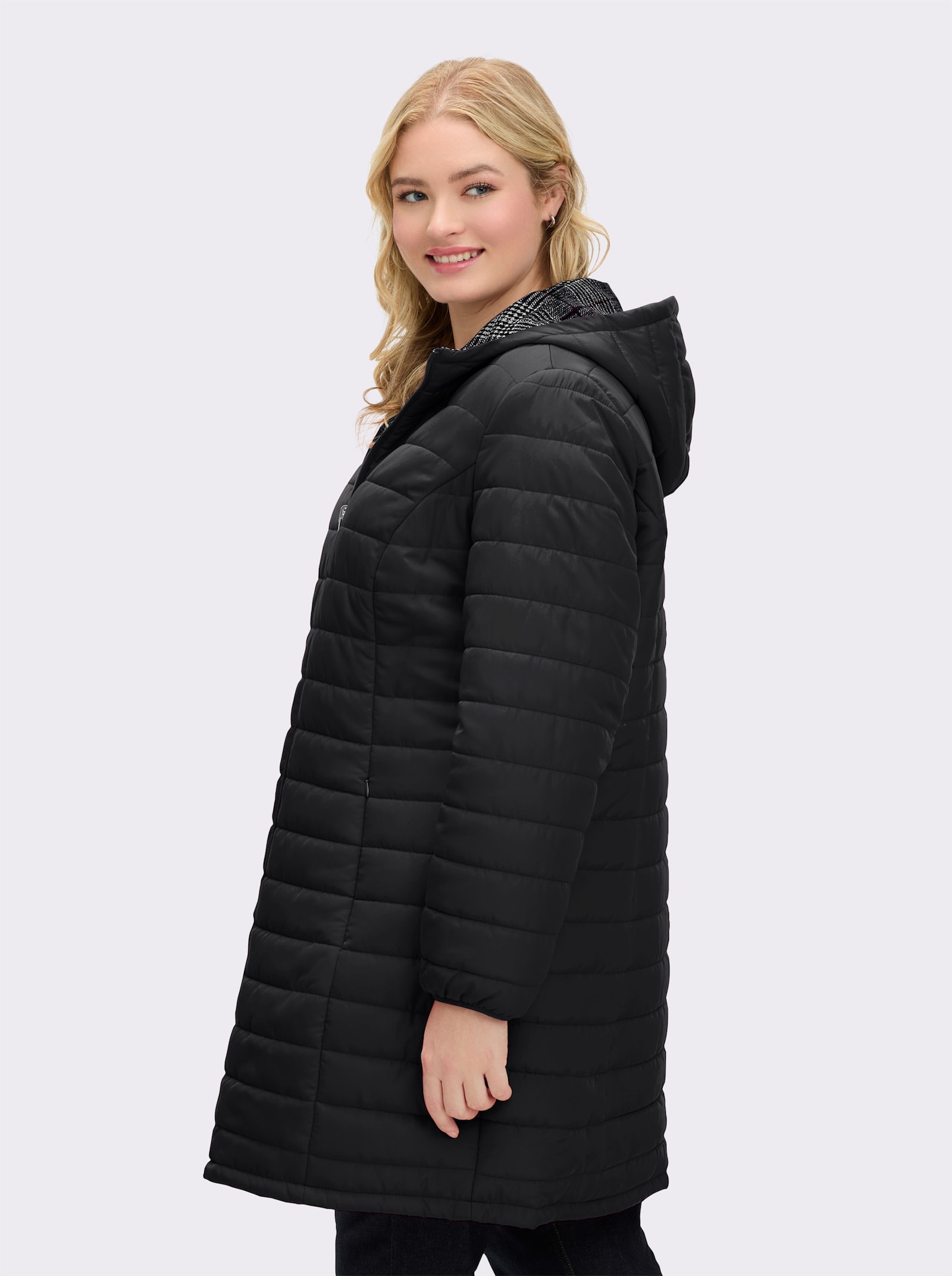 Steppmantel mit Wende-Funktion - schwarz