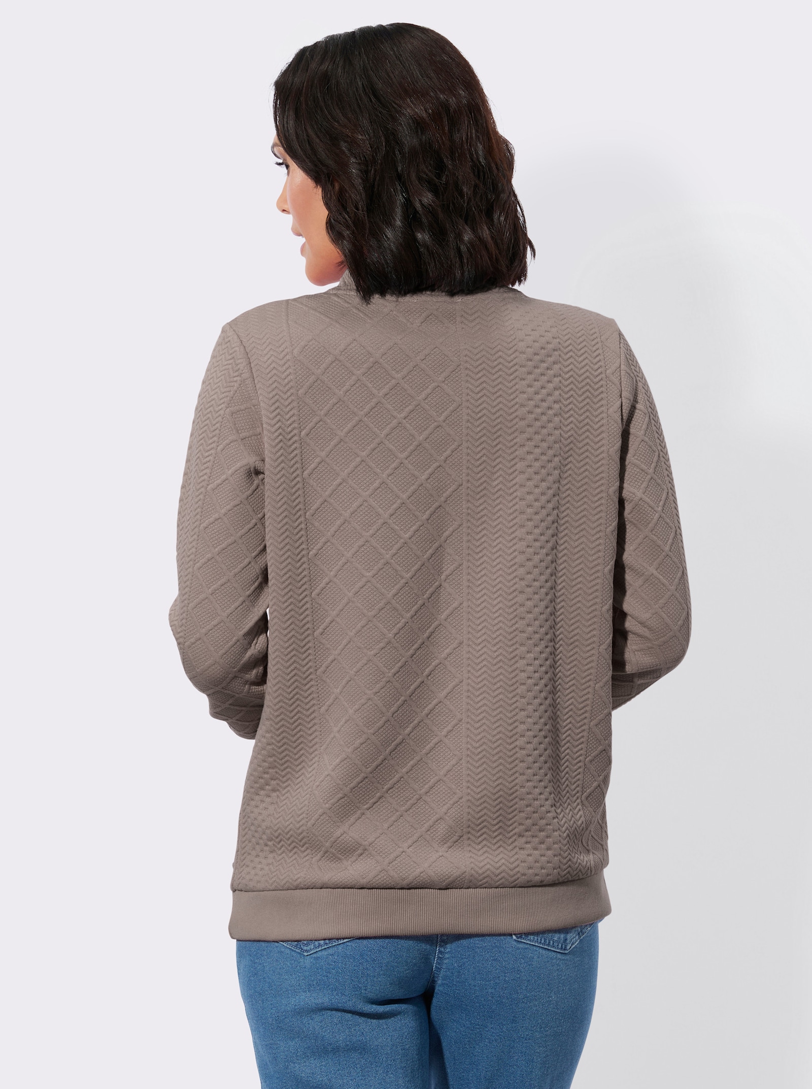 Sweatshirt mit überlappendem Stehkragen - taupe