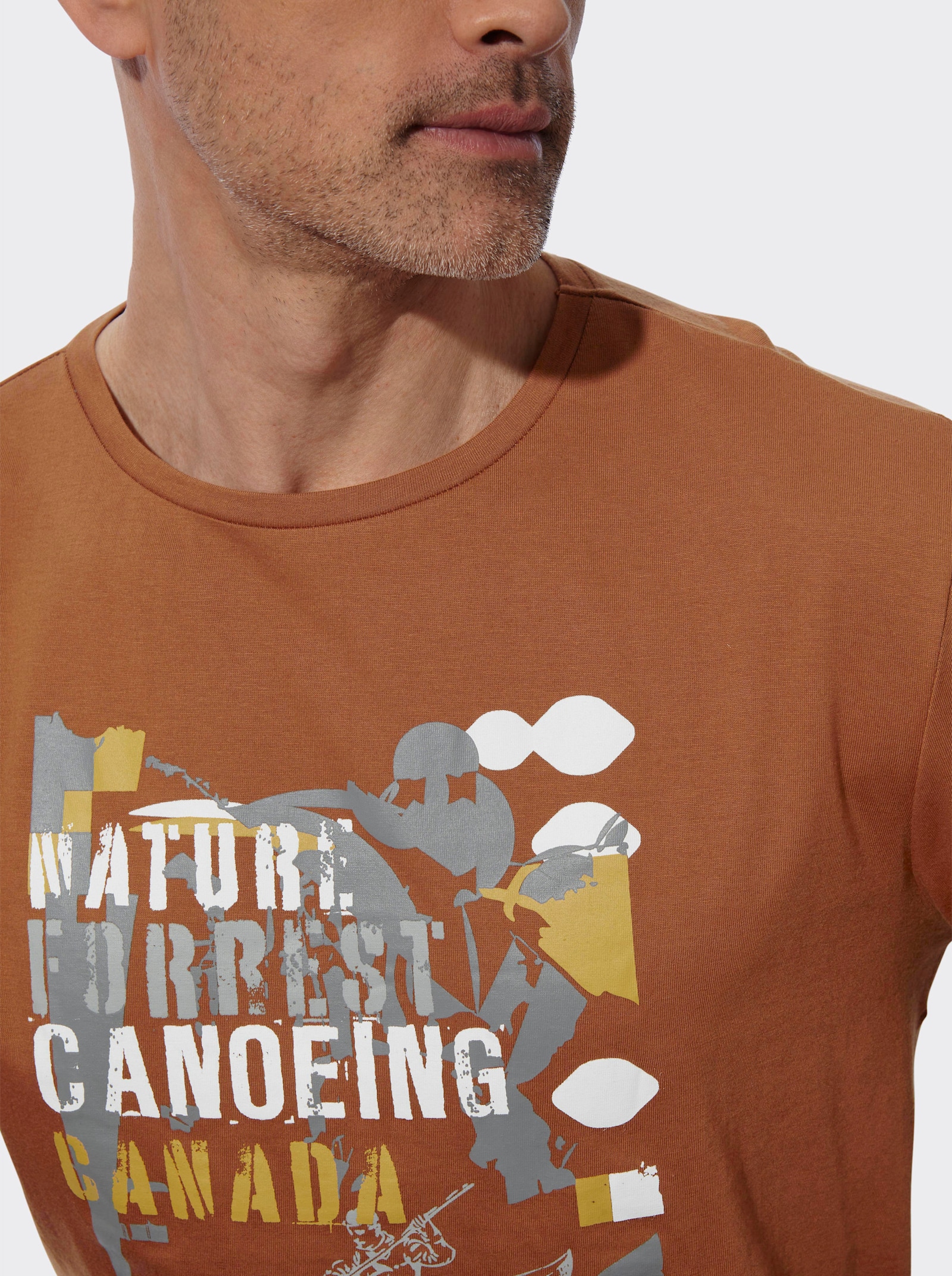 Langarmshirt mit Druckmotiv - cognac