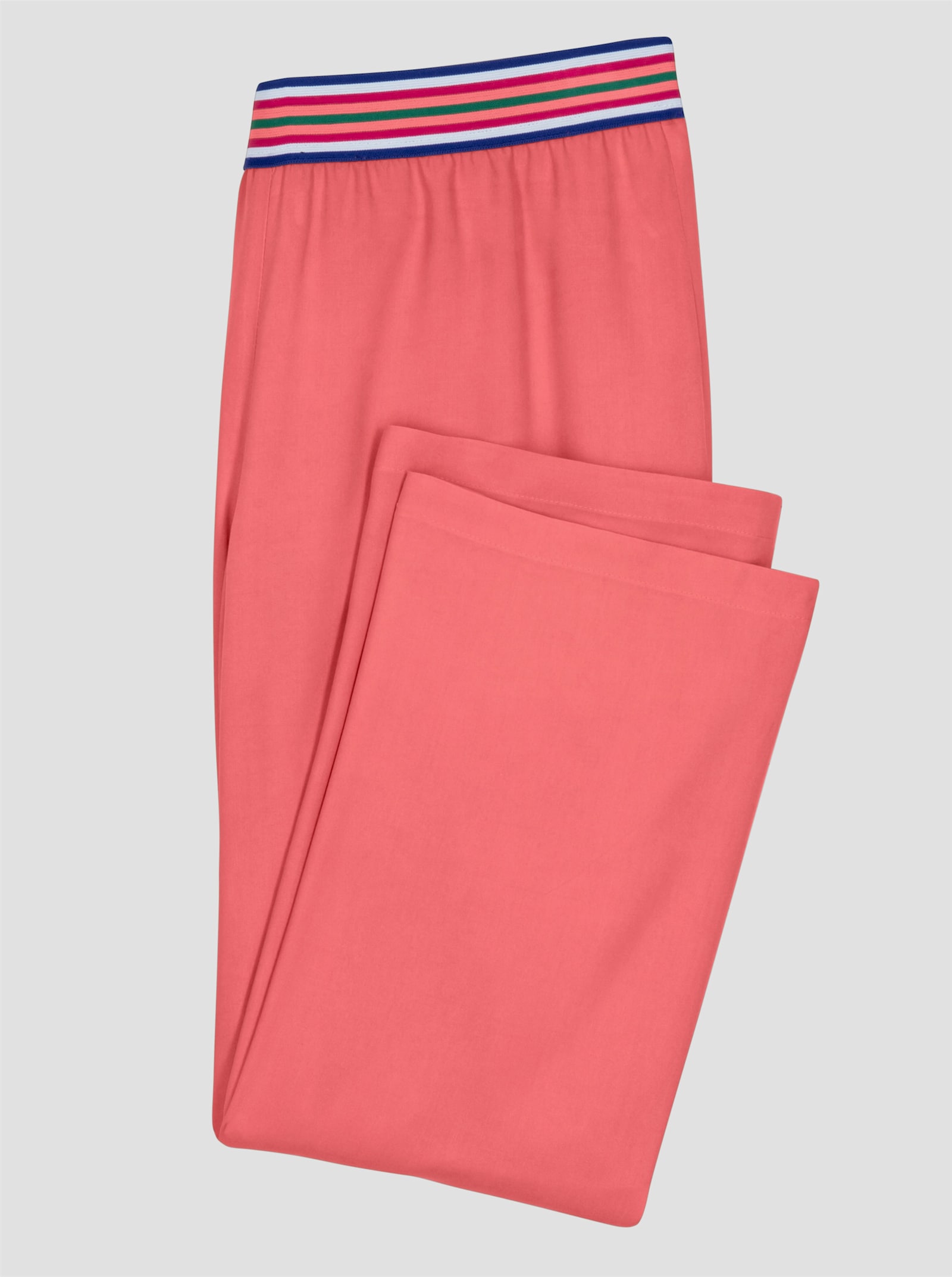 Schlupfhose mit gestreiftem Dehnbund - koralle