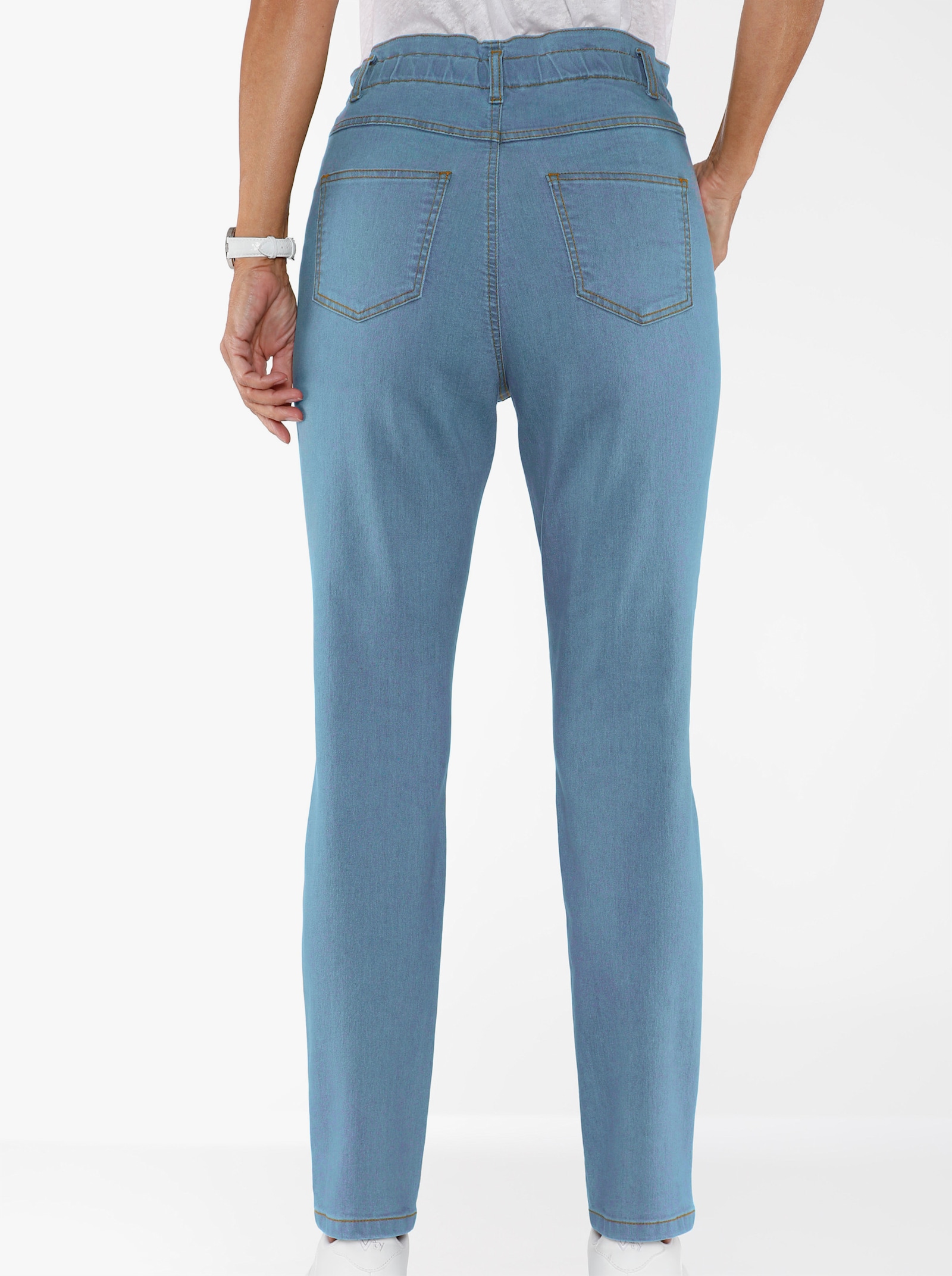 Jeans i paperbag-skärning - blue-bleached