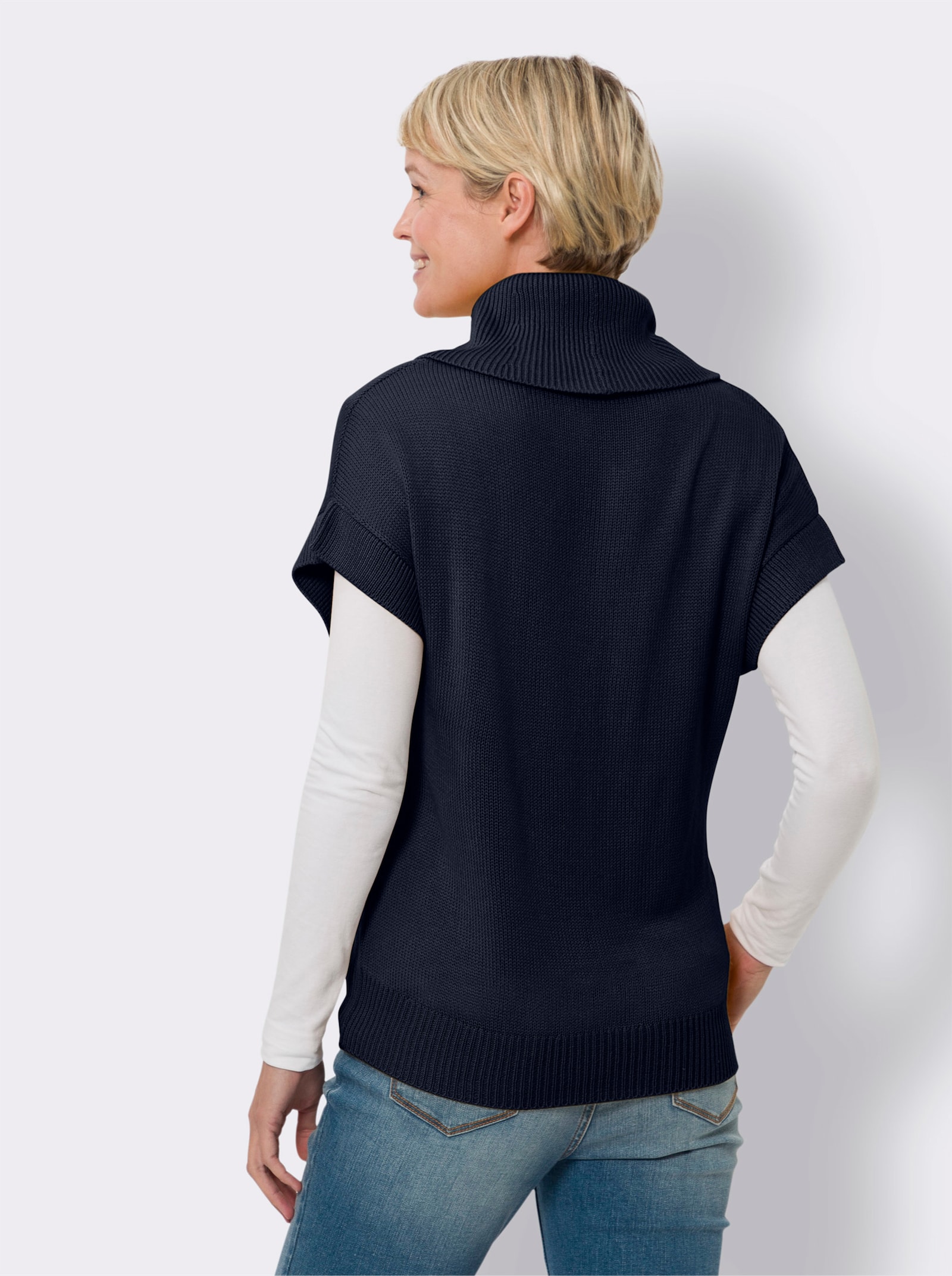 Pullunder mit Rollkragen - marine