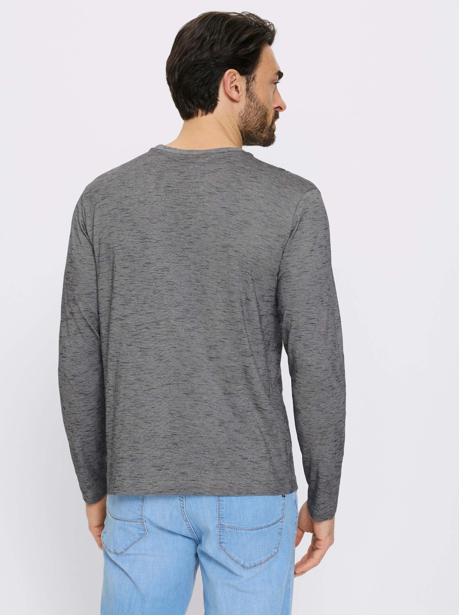 Catamaran Langarmshirt in Melange-Optik - hellgrau-meliert