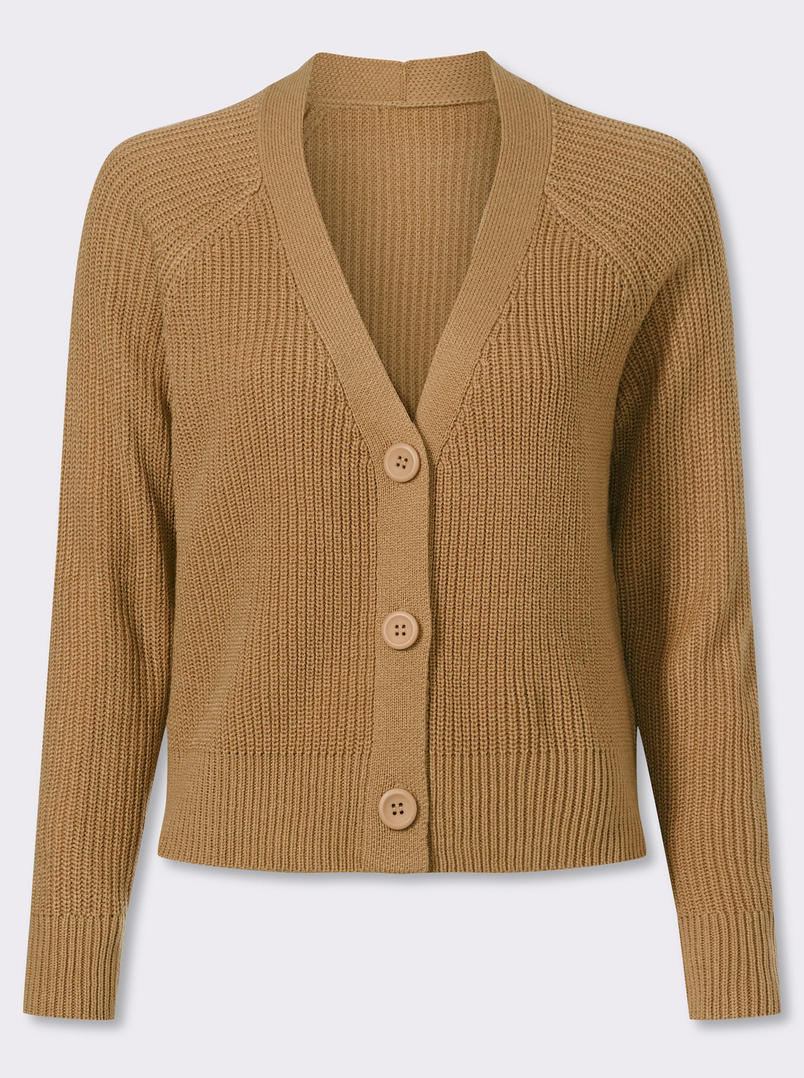 Strickjacke im Patentstrick - camel