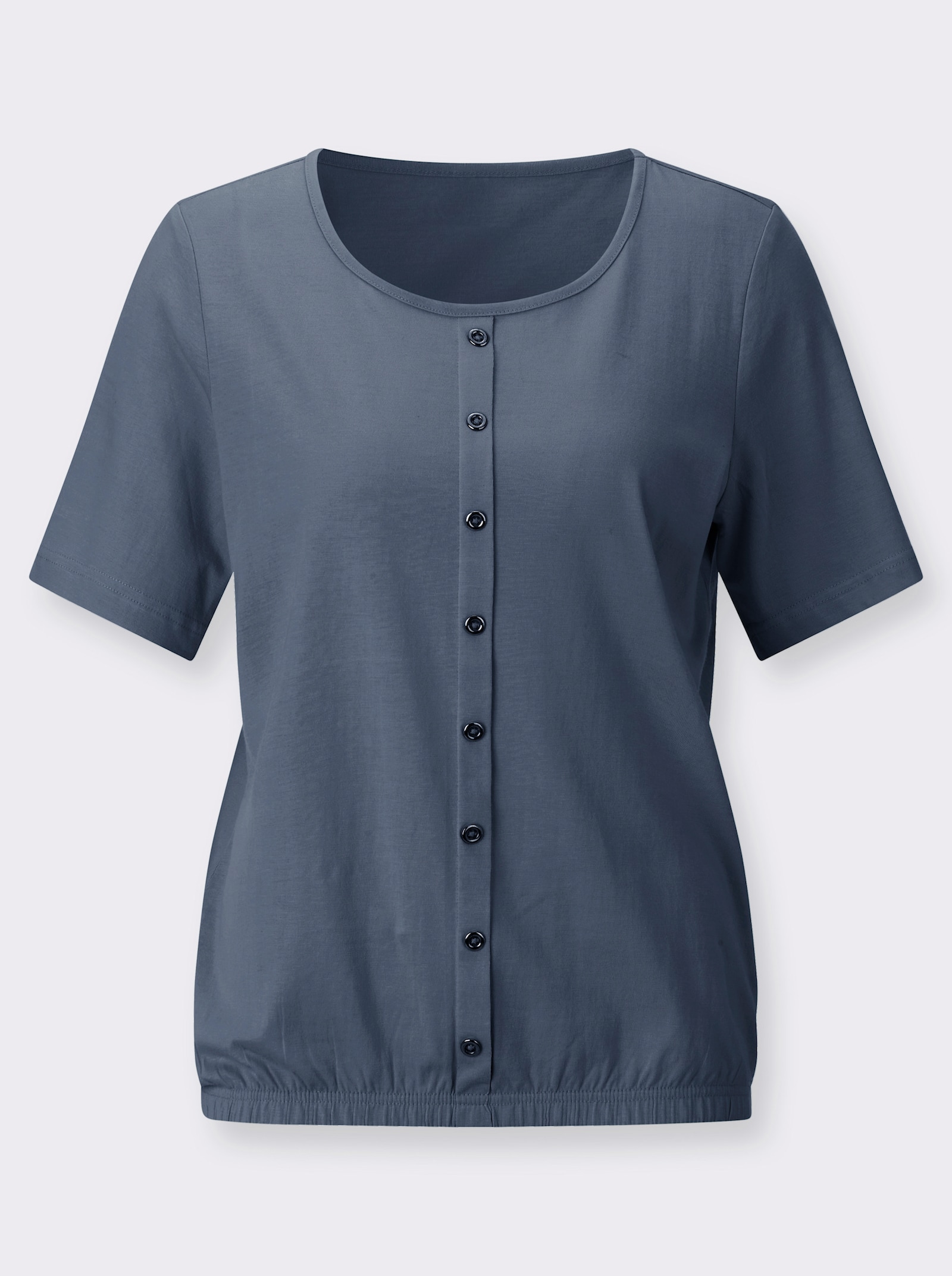 Kurzarmshirt mit Zierknöpfen - dunkelblau