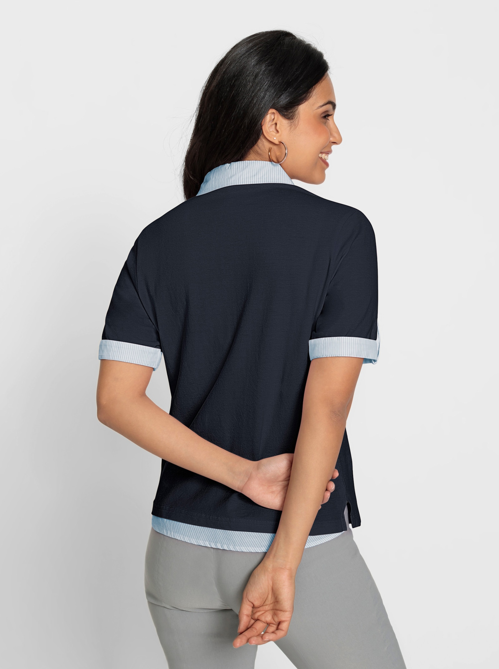 Poloshirt met borduursel en embleem - marine