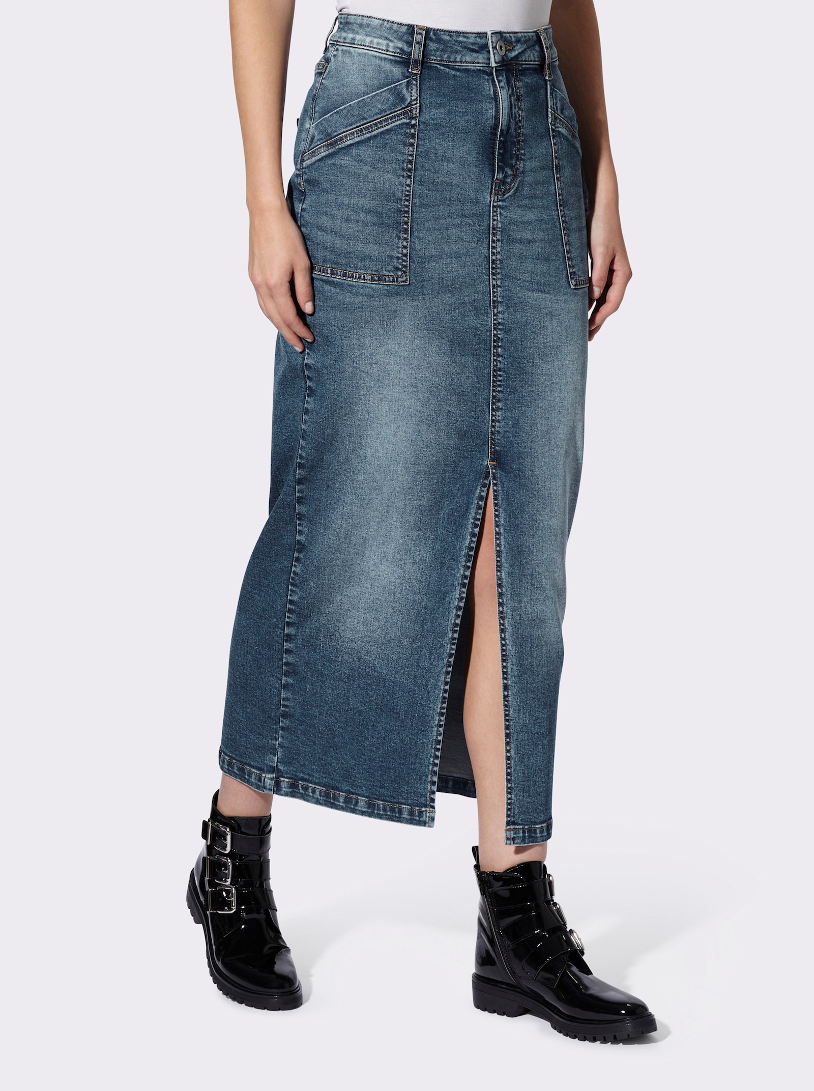 heine Jeansrock mit Gehschlitz vorne - blue-stone-washed