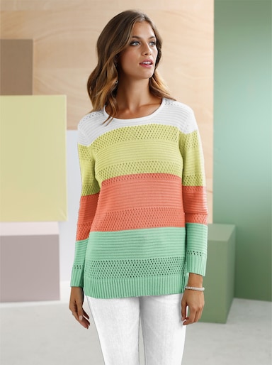 Rundhalspullover in Sommerqualität - bunt