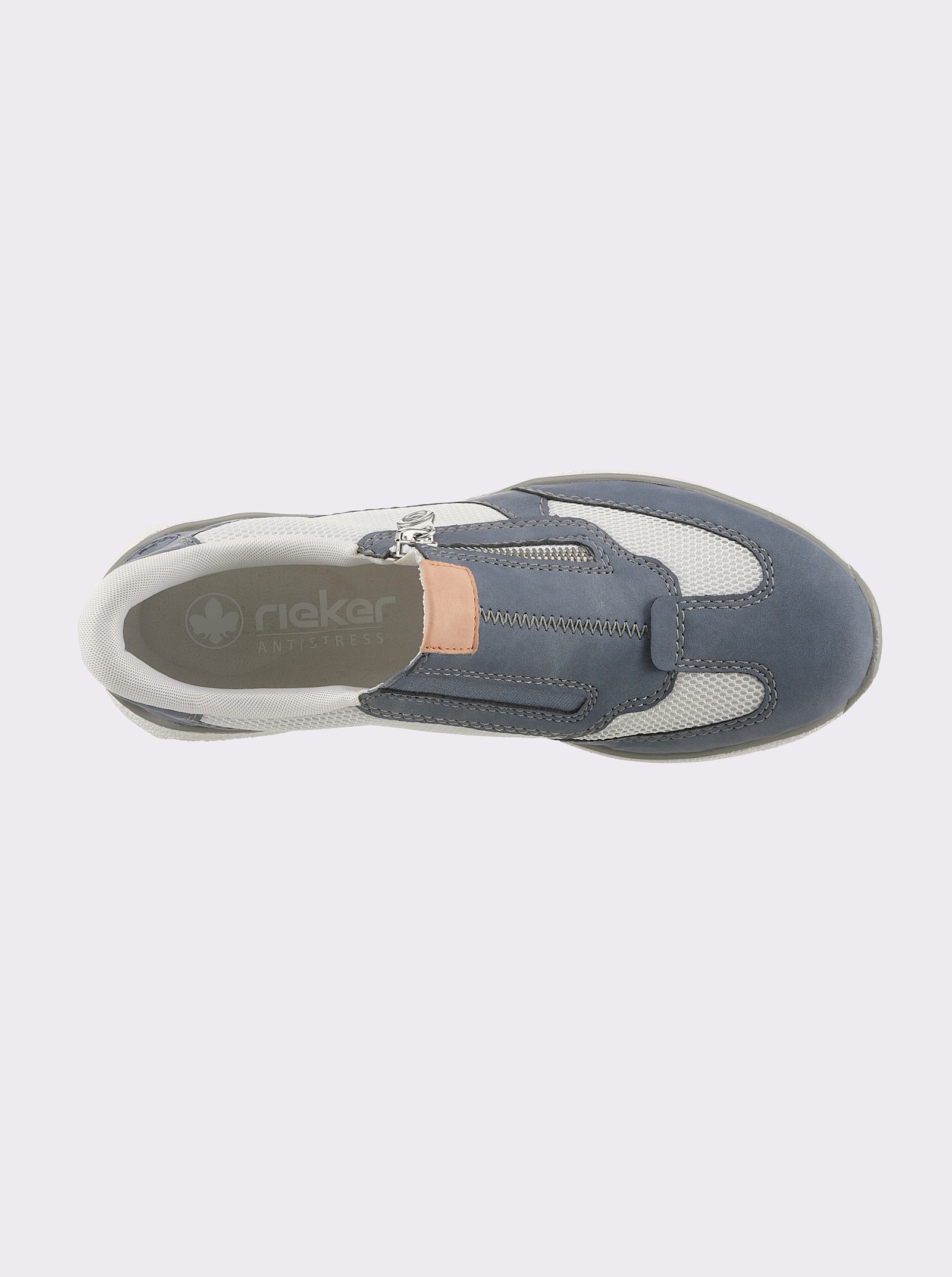 Rieker Slipper mit seitlichem Reißverschluss - mittelblau