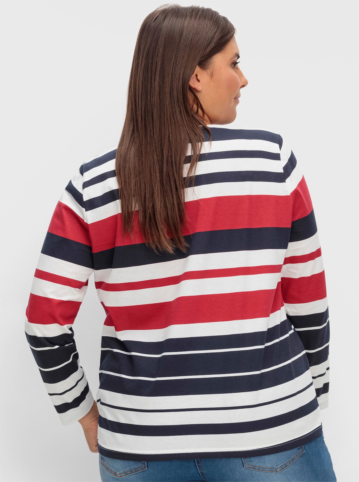 Streifenshirt aus Baumwolle - rot-marine-gestreift