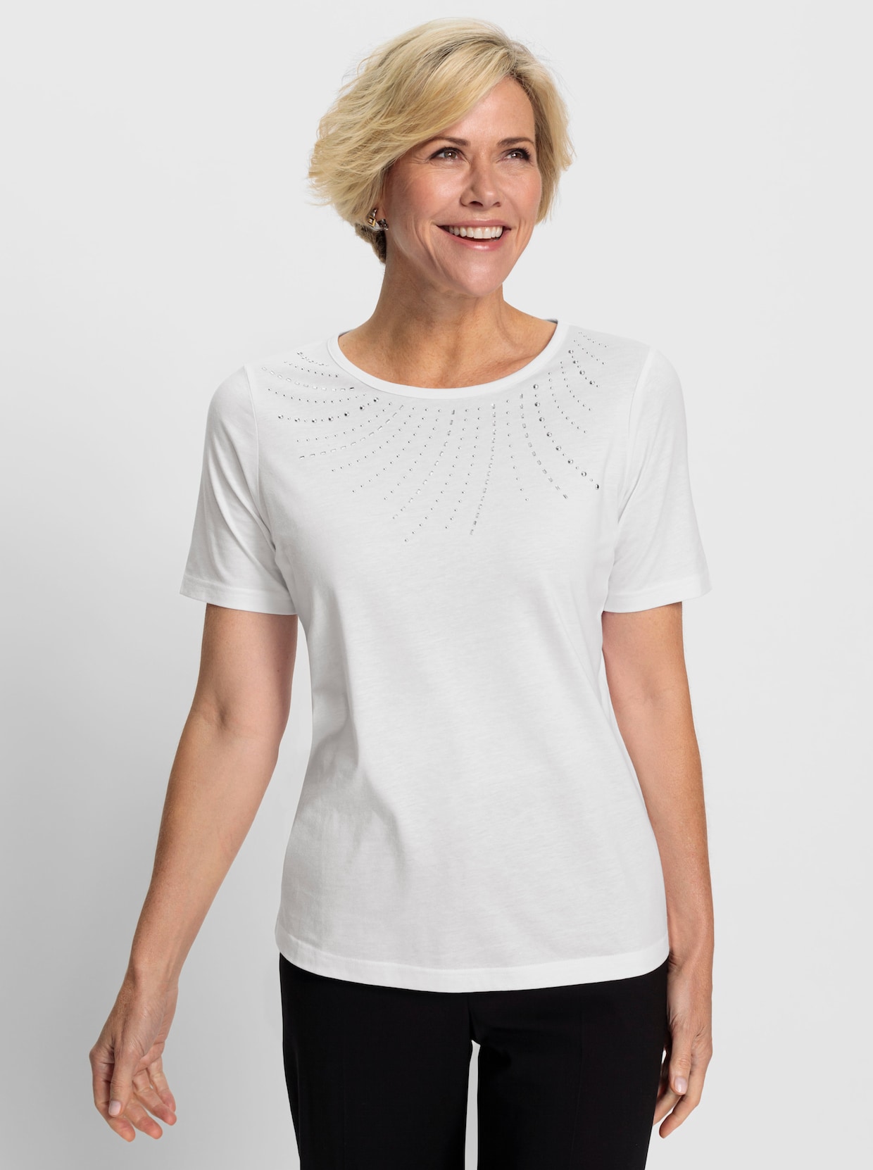 Shirt met ronde hals - wit
