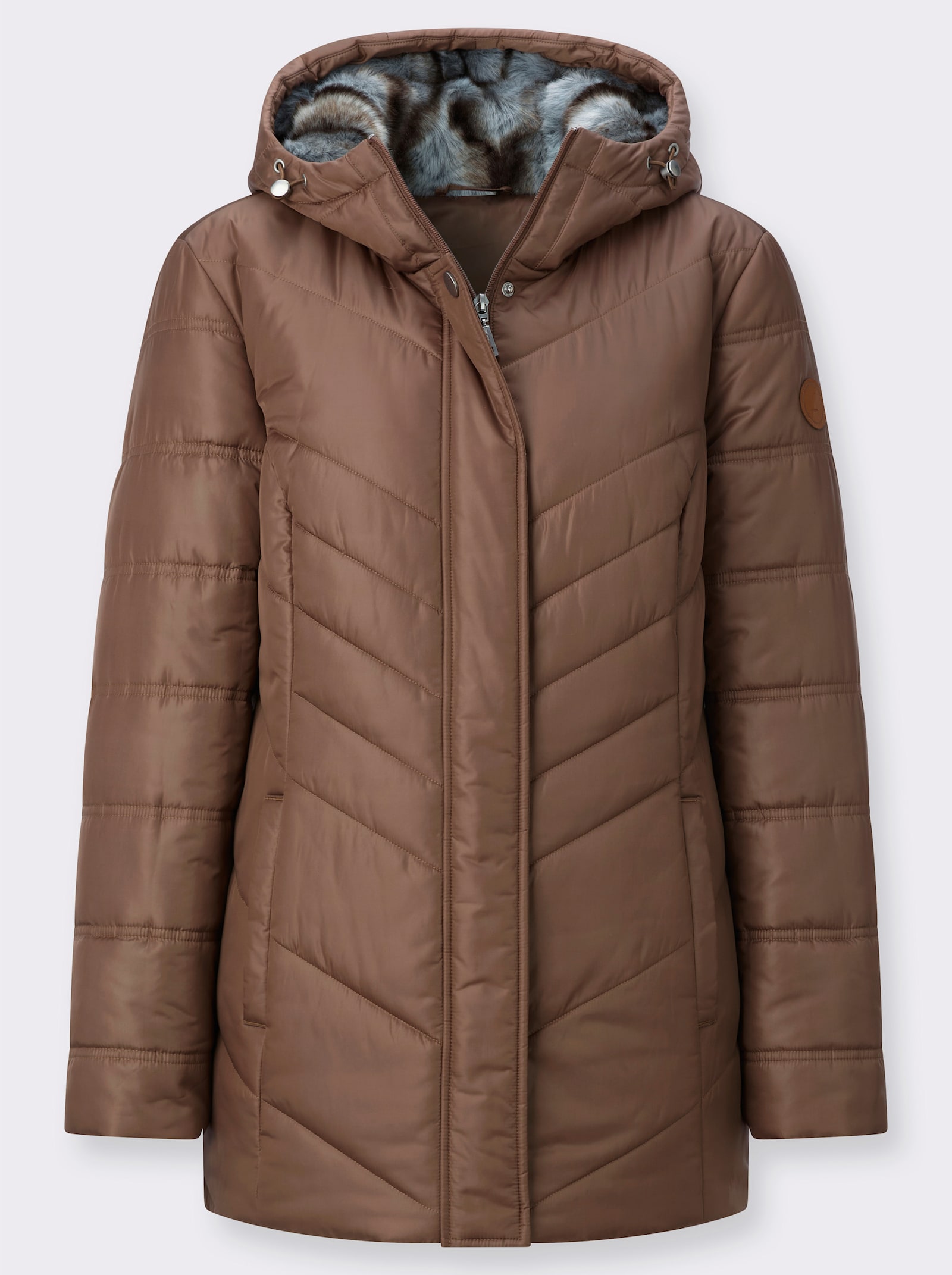 Steppjacke mit Zippertaschen - braun