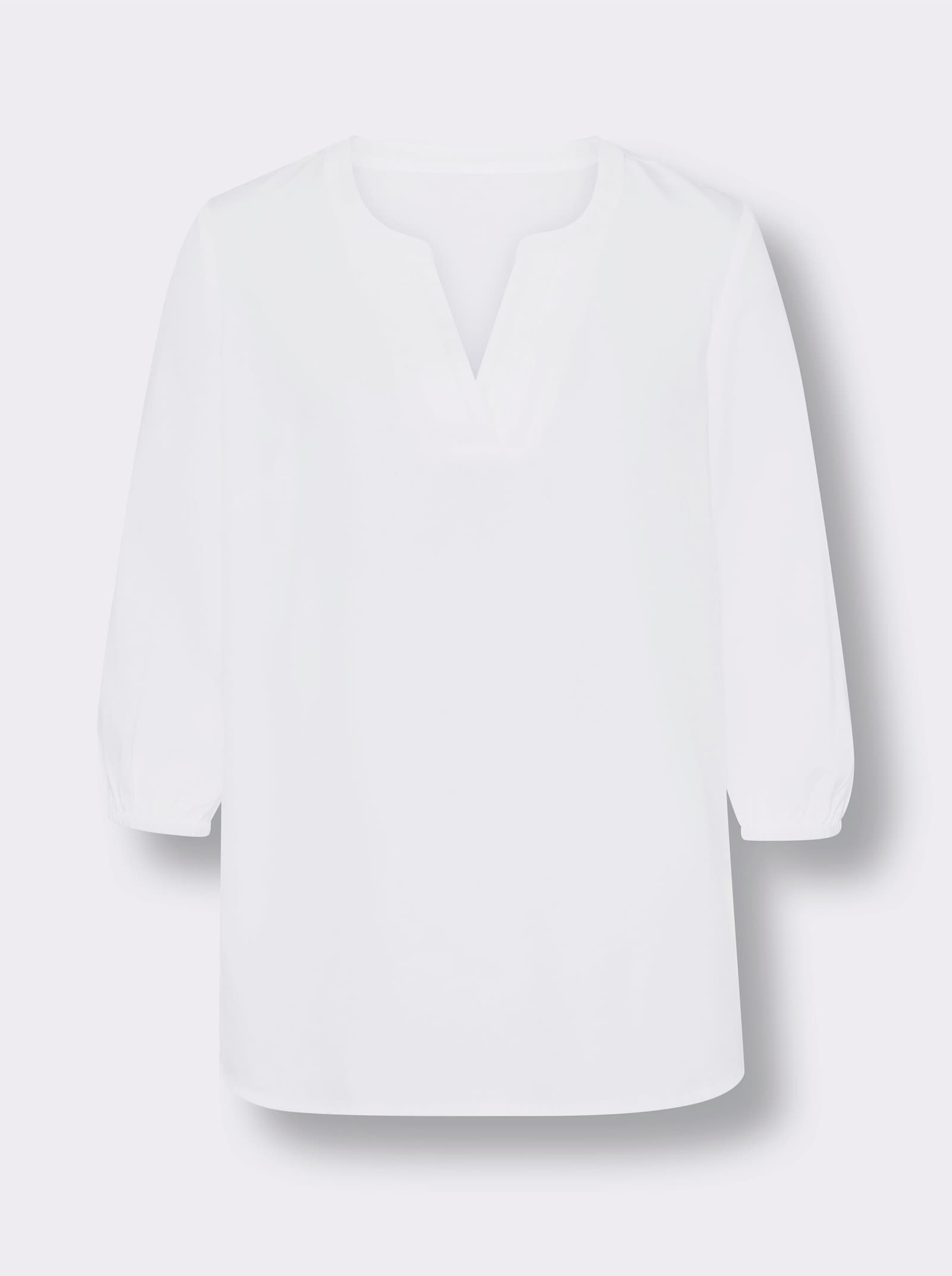 Schlupfbluse mit Biesenverzierung - weiß