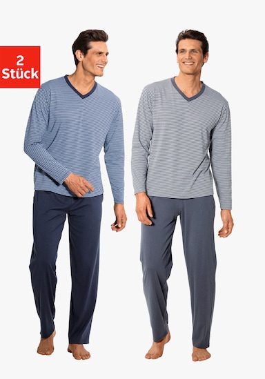 Pyjama - blau-marine, grau-anthrazit