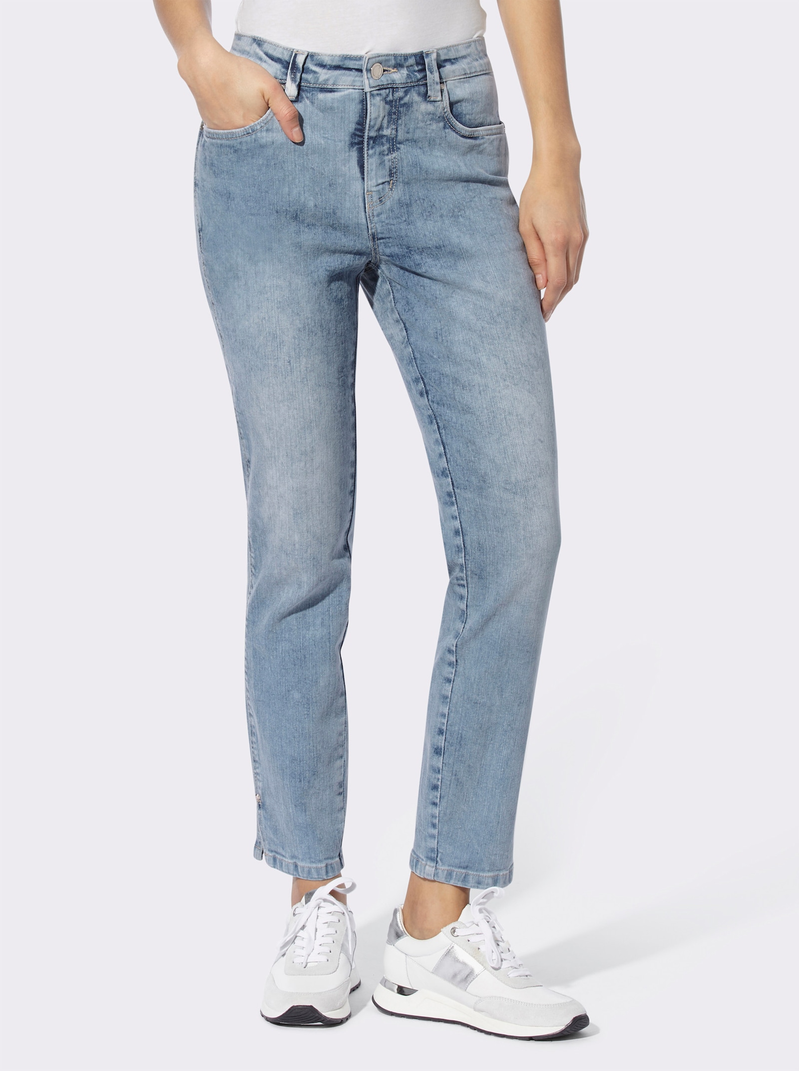 heine Jeans mit kleinen Seitenschlitzen - bleached