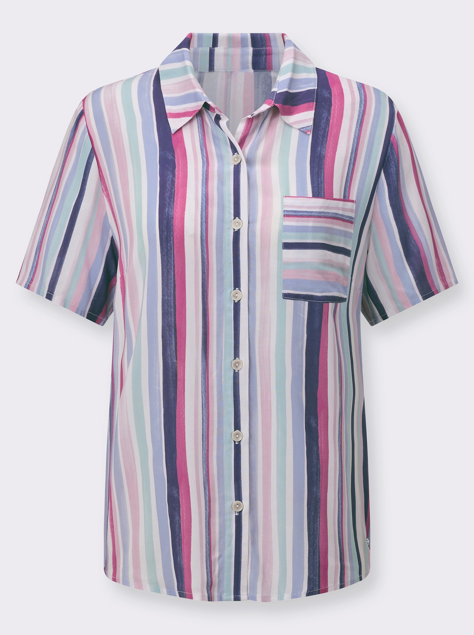 Gestreifte Bluse aus reiner Viskose - erika-marine-gestreift