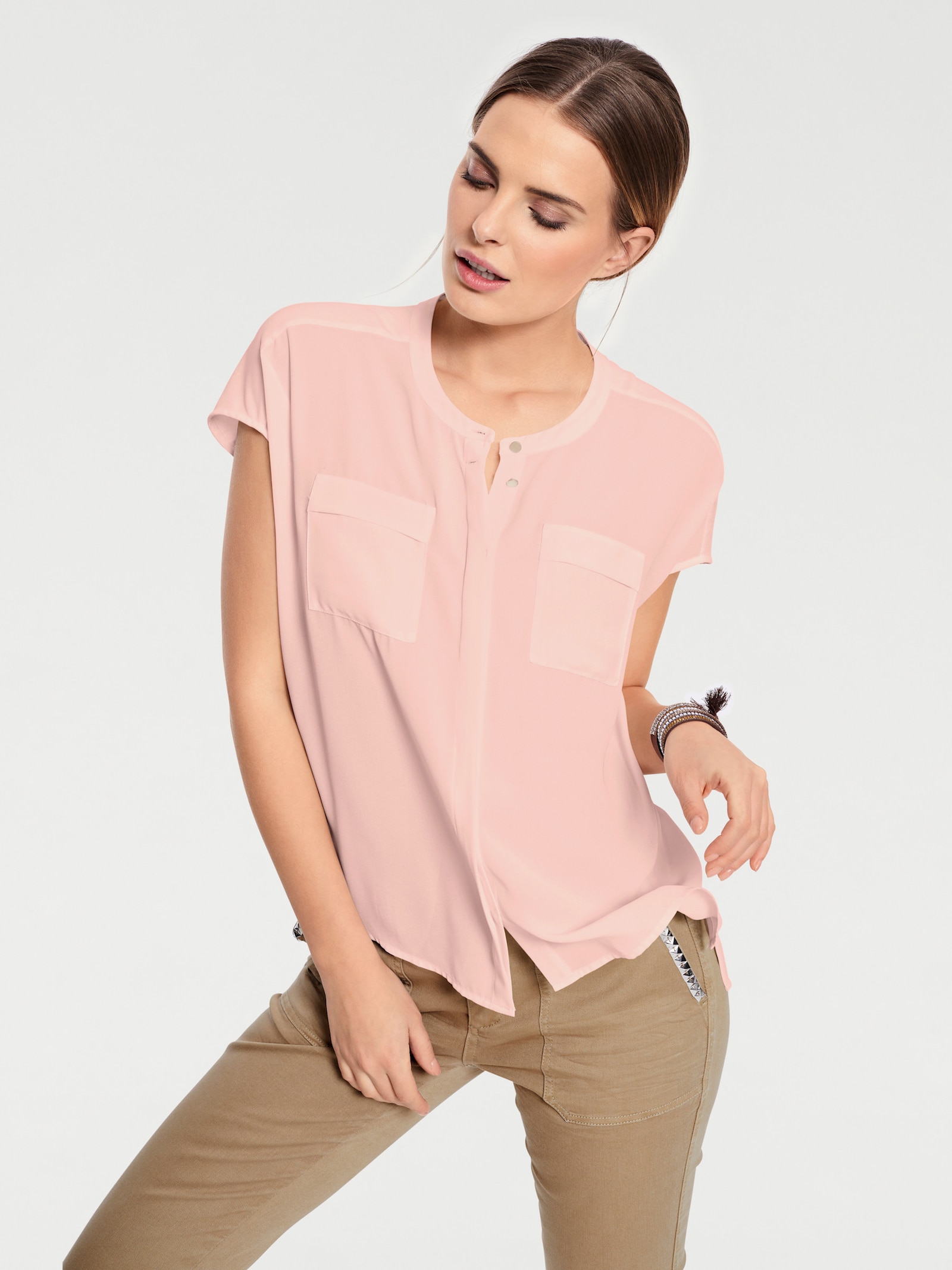 heine Kurzarm-Bluse in Oversize-Passform - rosé