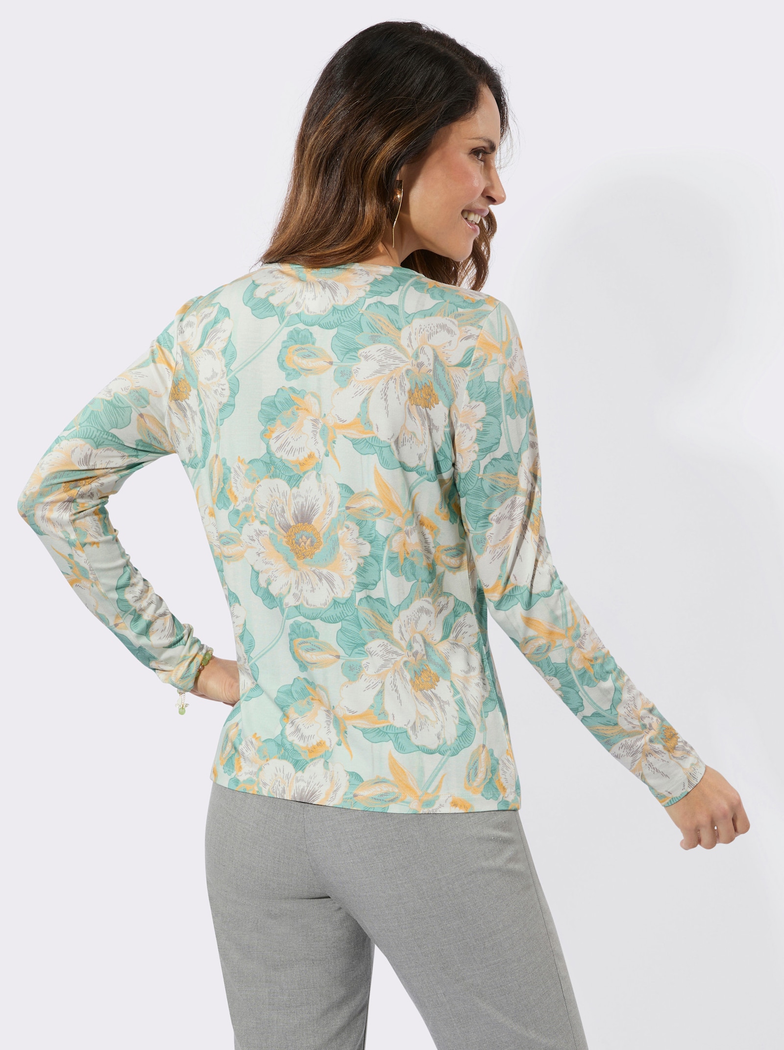 Langarmshirt im Blüten-Dessin - zartmint-salbei