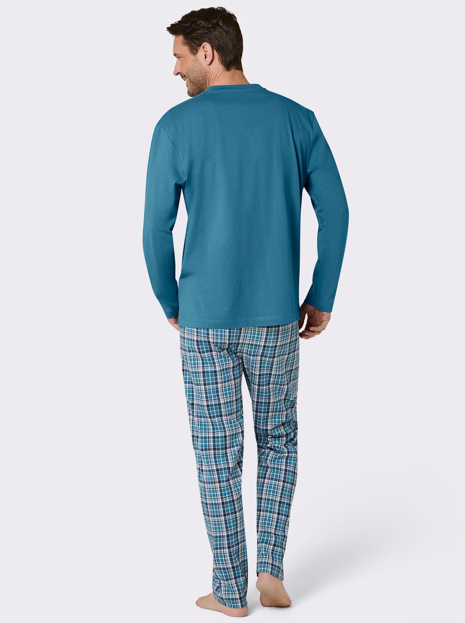 wäschepur men Schlafanzug - topas-dunkelblau-bedruckt