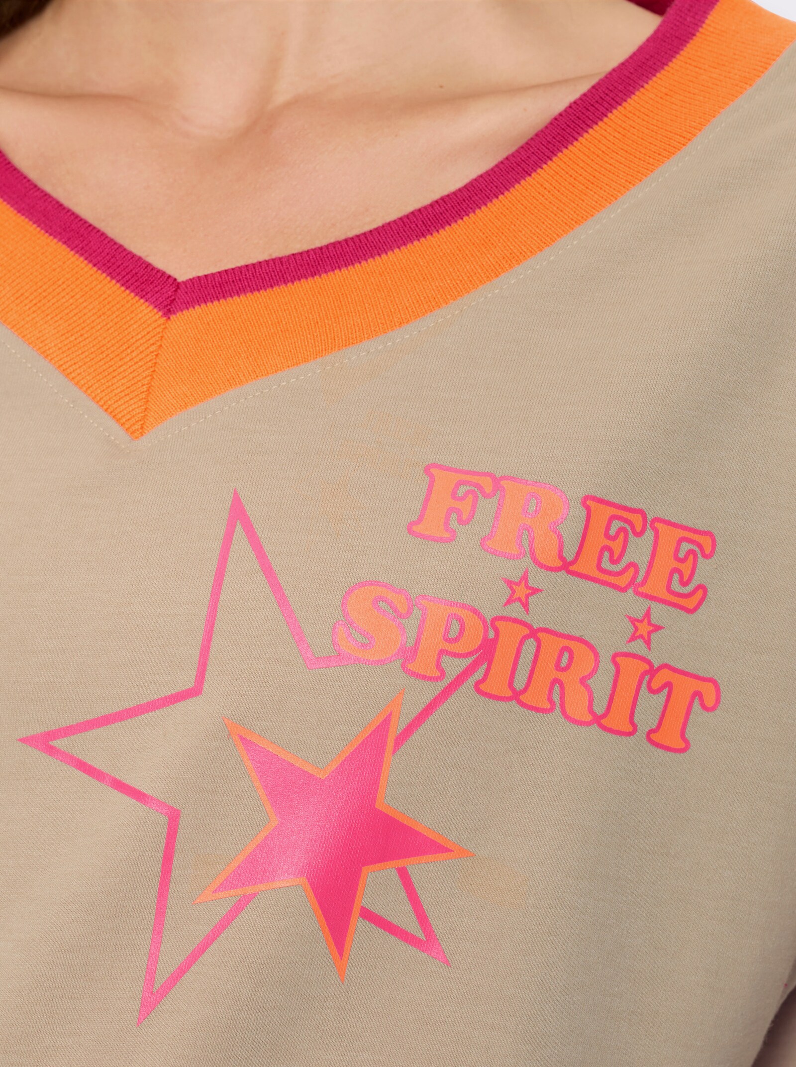 Sweatshirt mit Kontrast-Details - sand-pink