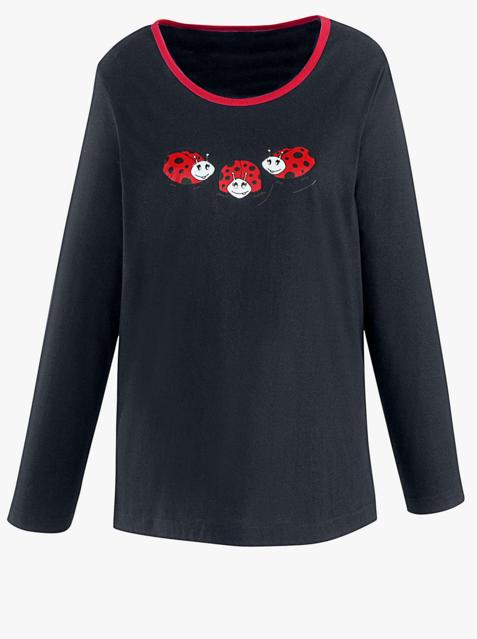 Pyjama met ronde hals, bedrukt - zwart/rood