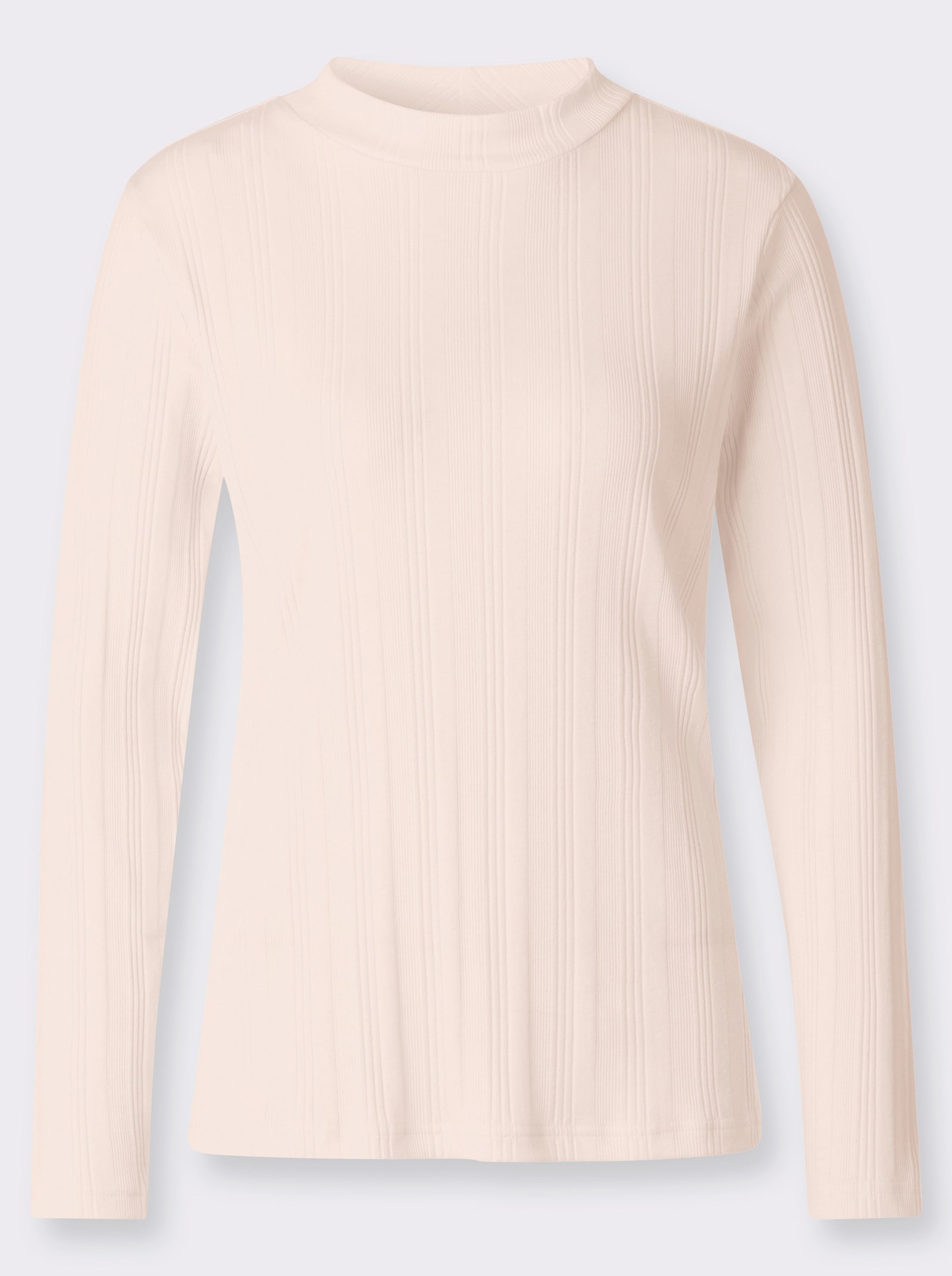 Rippshirt mit Stehkragen - champagner