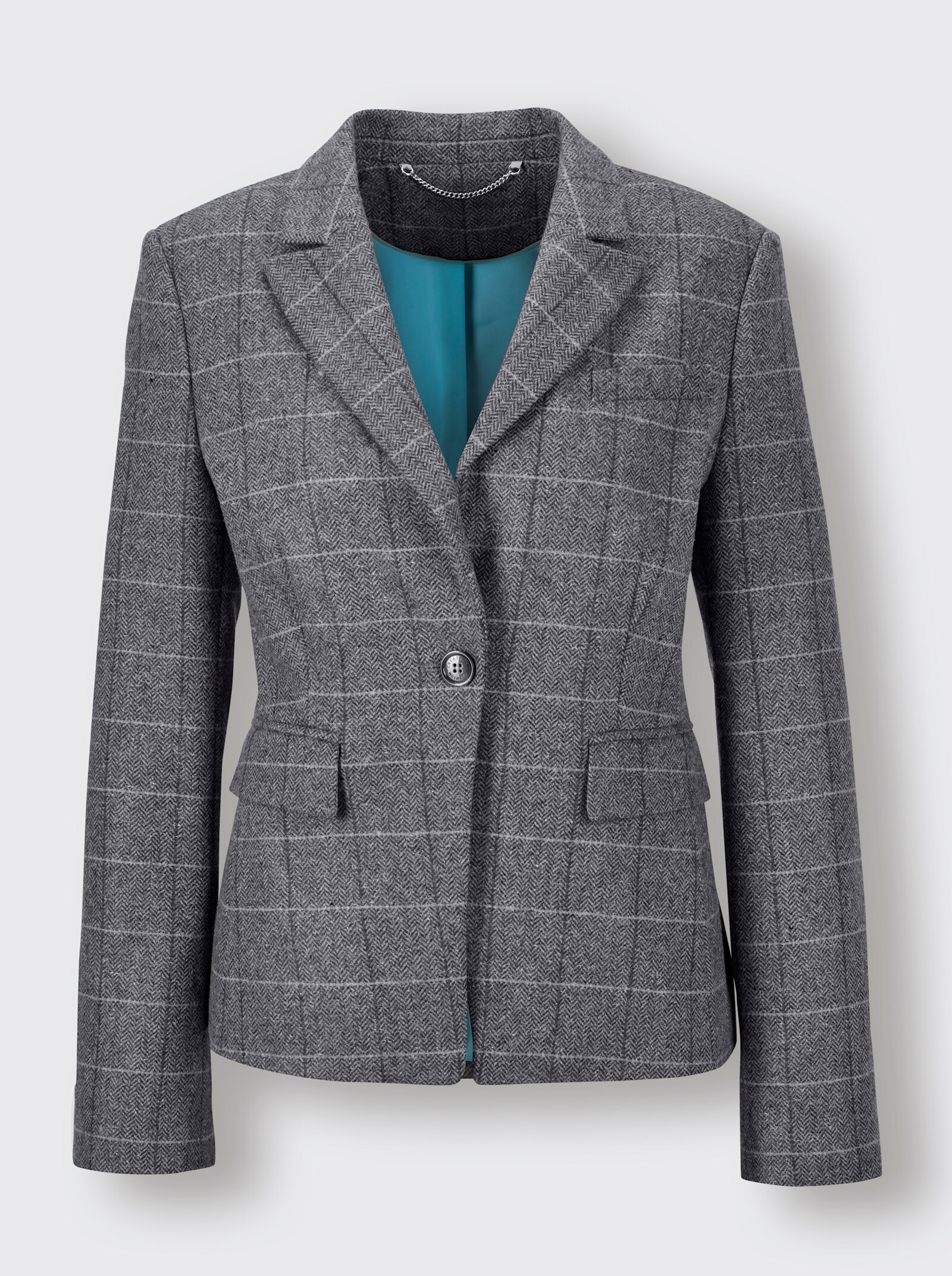 CREATION L PREMIUM Blazer mit Glitzer-Karo - graphit-kariert