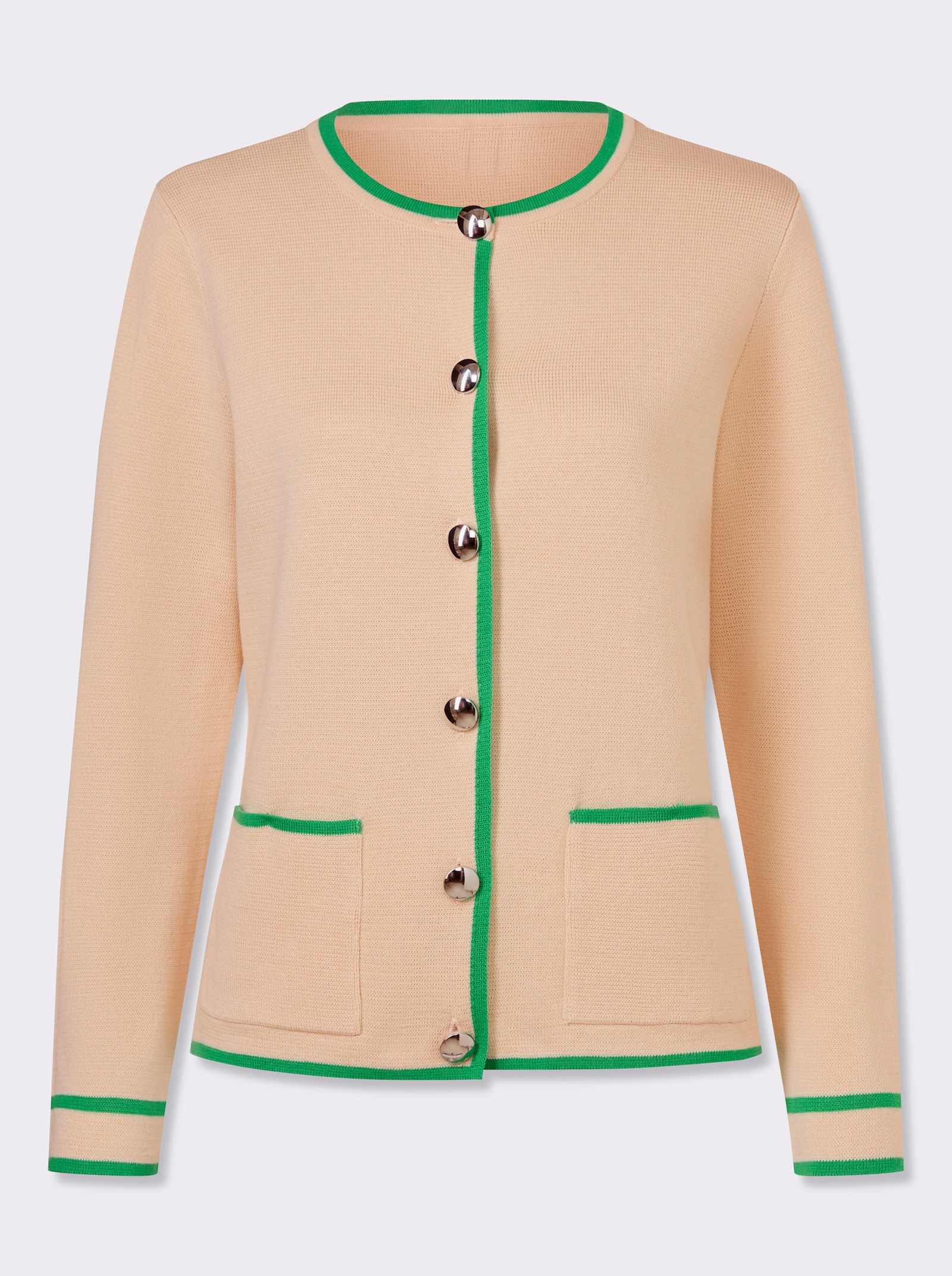 heine Feinstrickjacke mit Kontrast-Details - sand