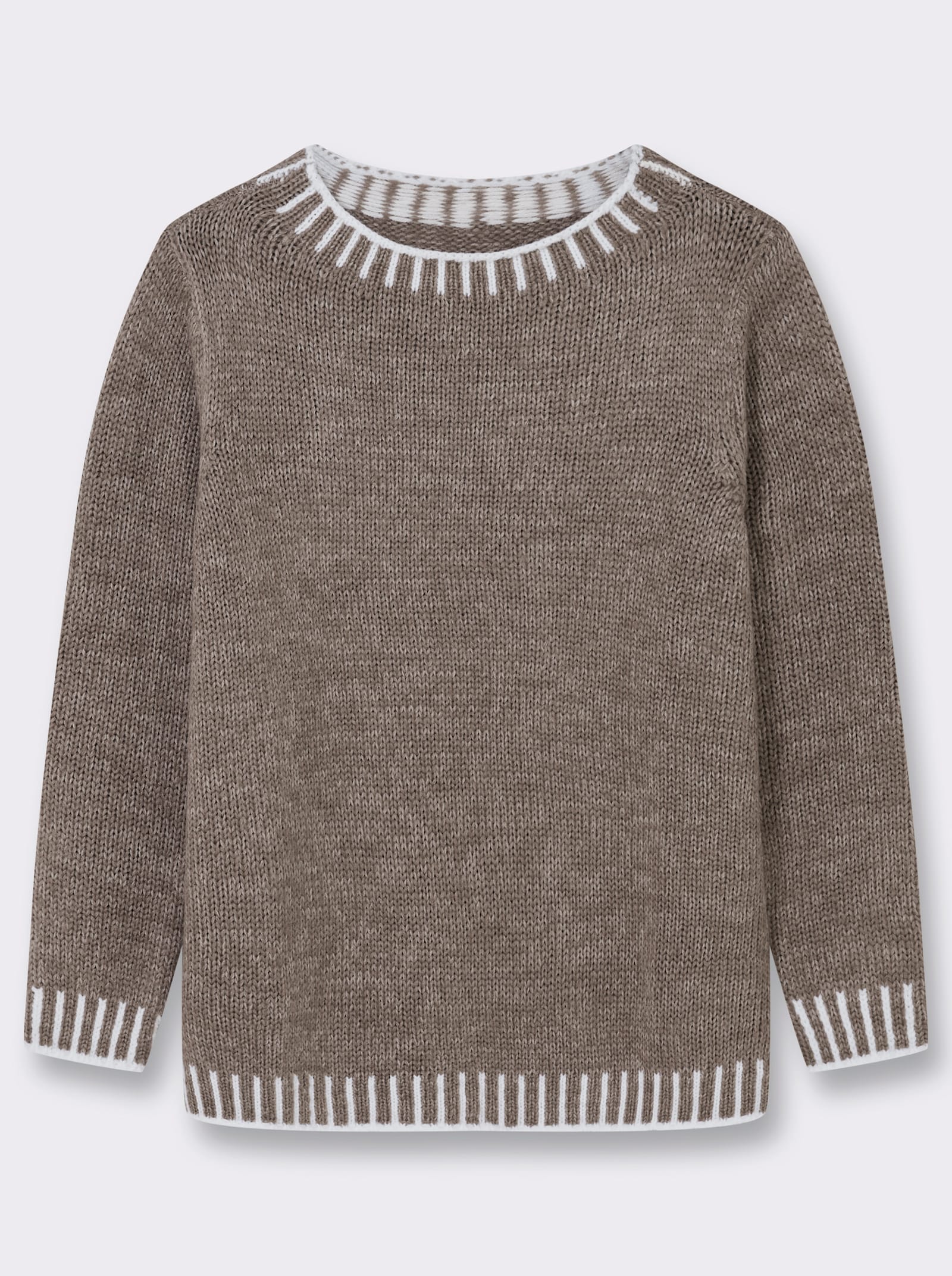 Langarm-Pullover mit effektvollen Kontrasten - taupe-ecru-gemustert