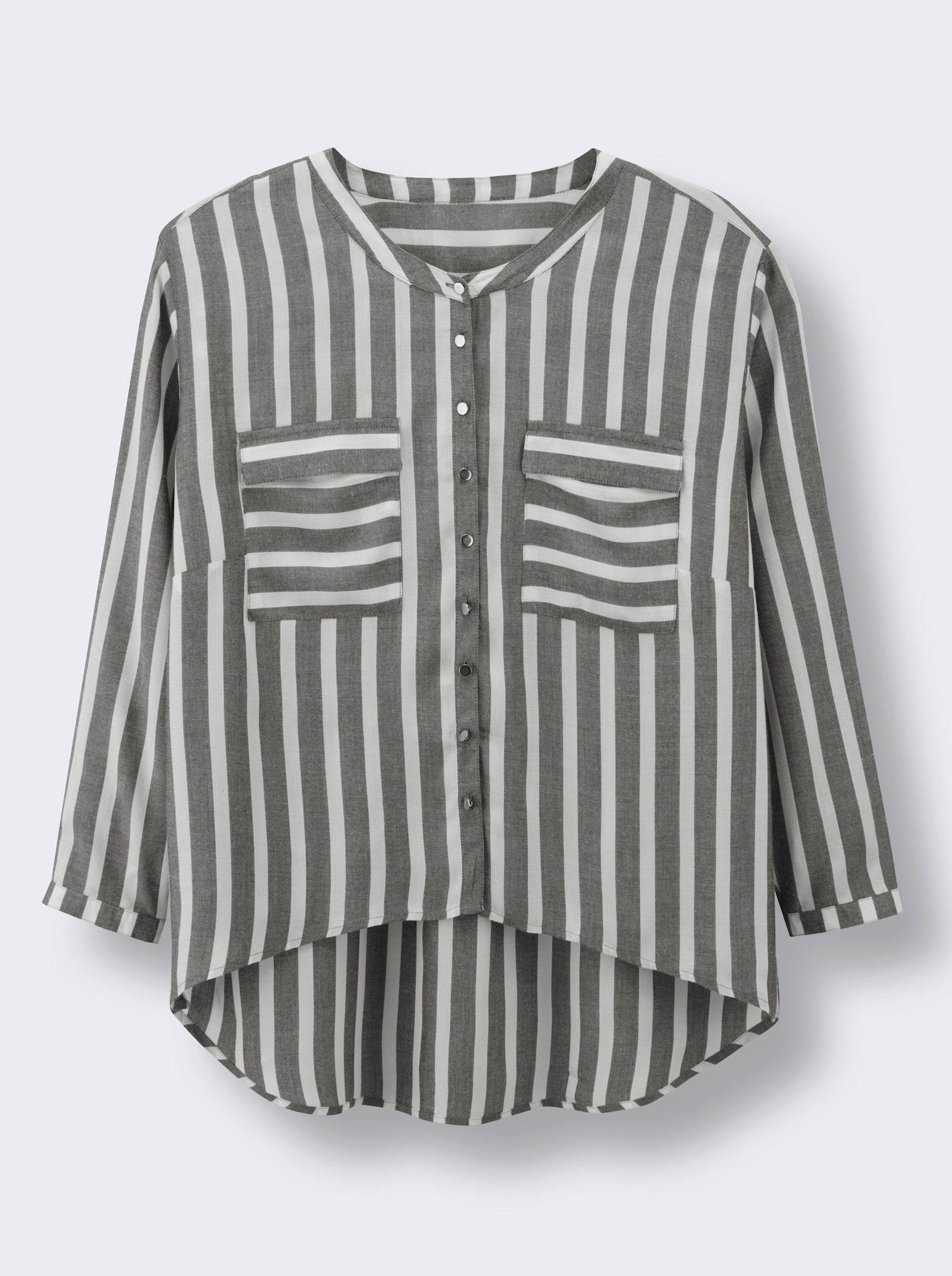 Gestreifte Bluse - weiß-grau-gestreift