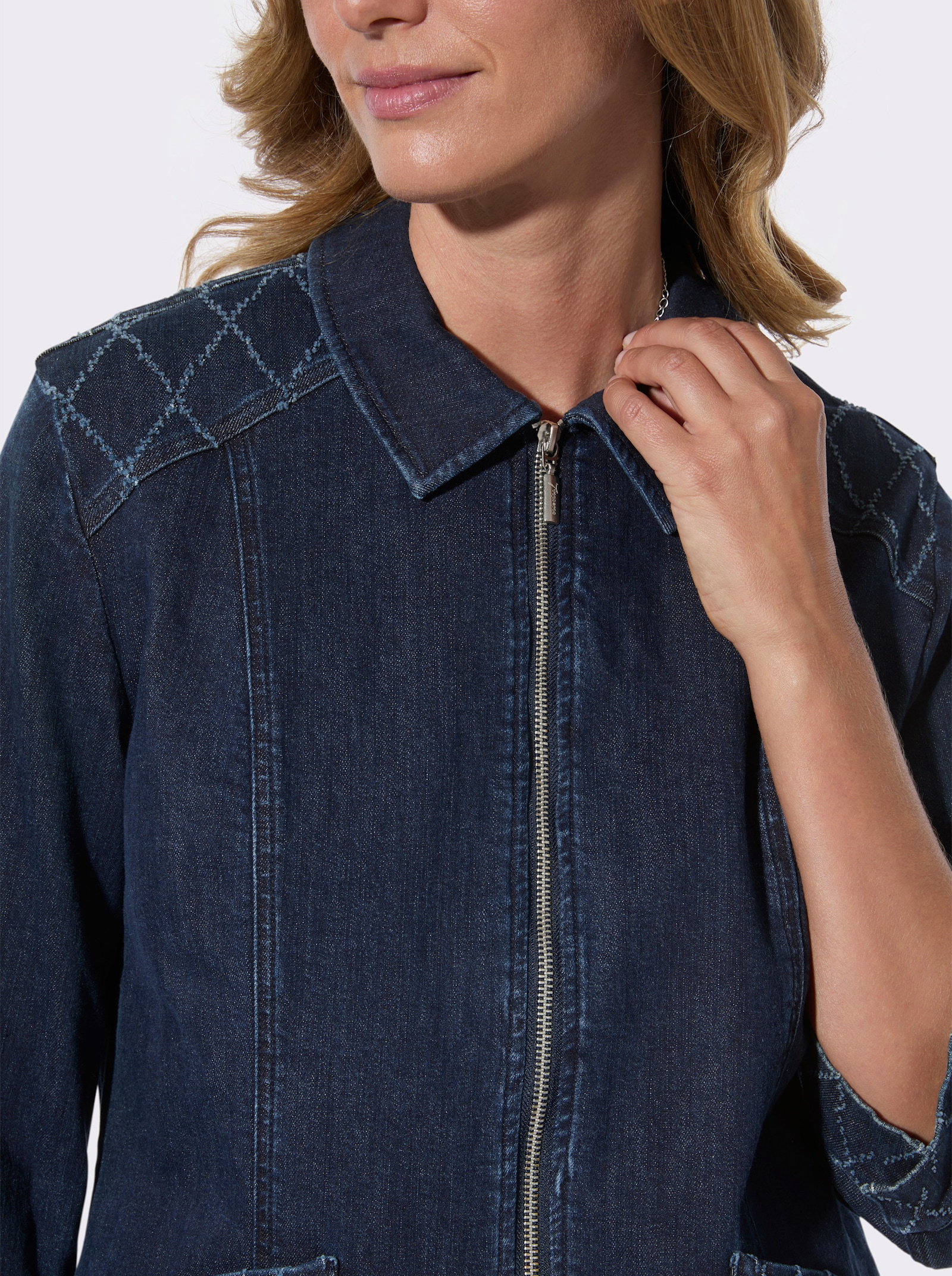Jeansjacke aus Baumwoll-Stretch - dark blue