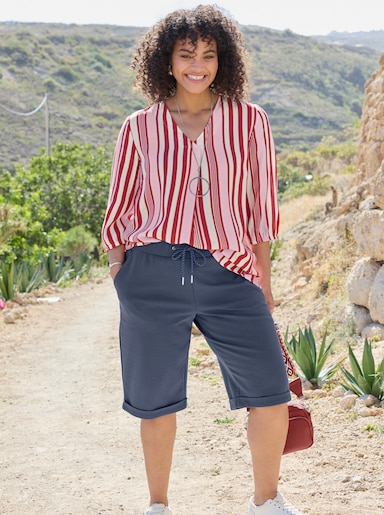 sheego Tuniek met verticale strepen - wit/rood gestreept