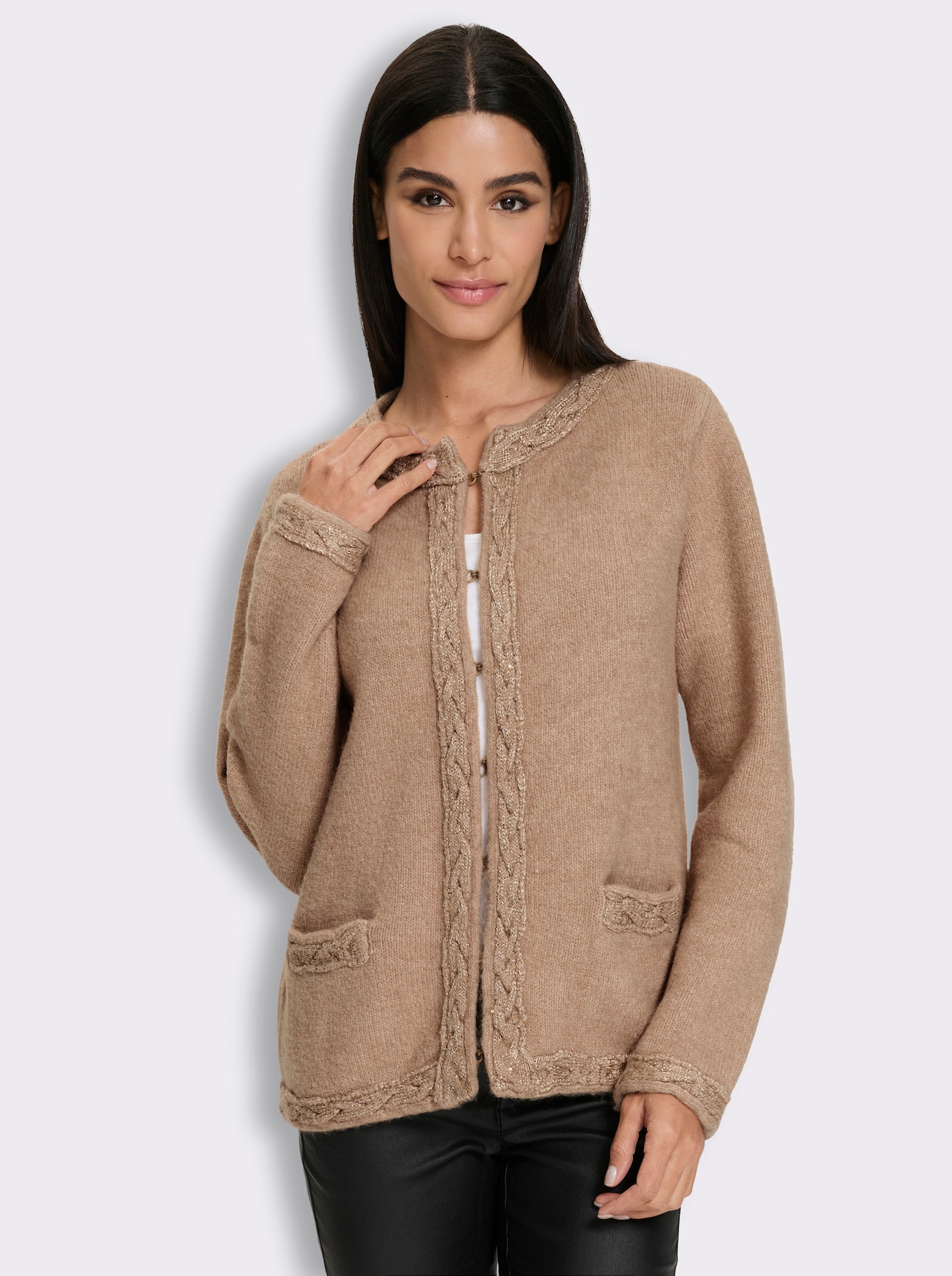heine Strickjacke mit Effektgarn - camel