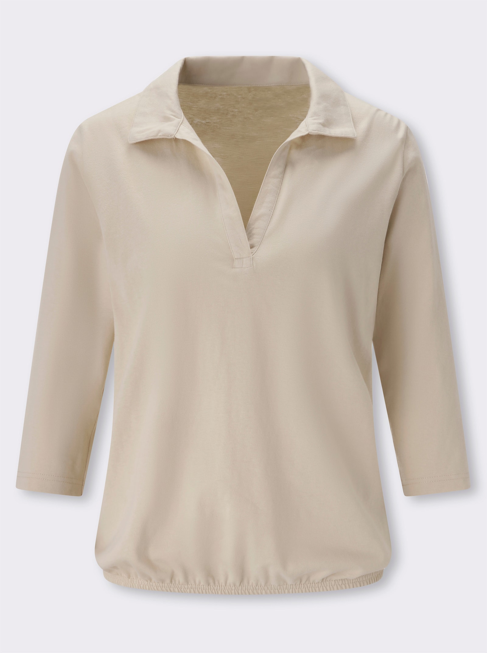Poloshirt mit Gummizug am Saum - sand
