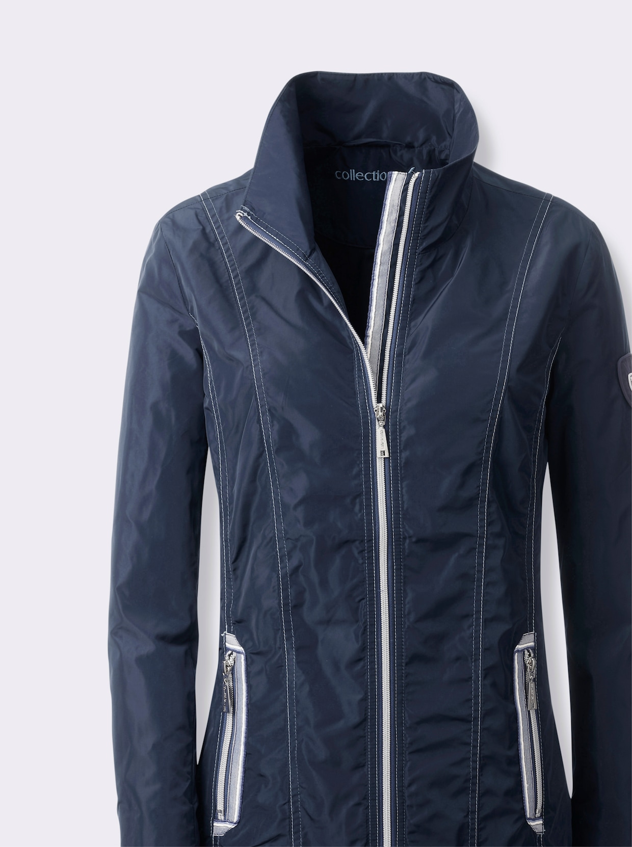 Übergangsjacke mit kontrastfarbigen Ziernähten - marine