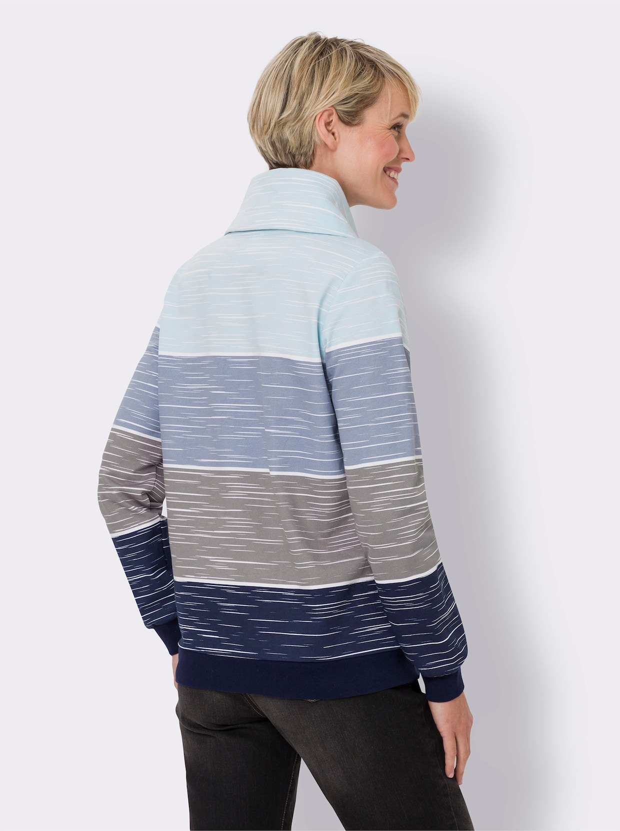 Sweatshirt - marine-hellblau-bedruckt