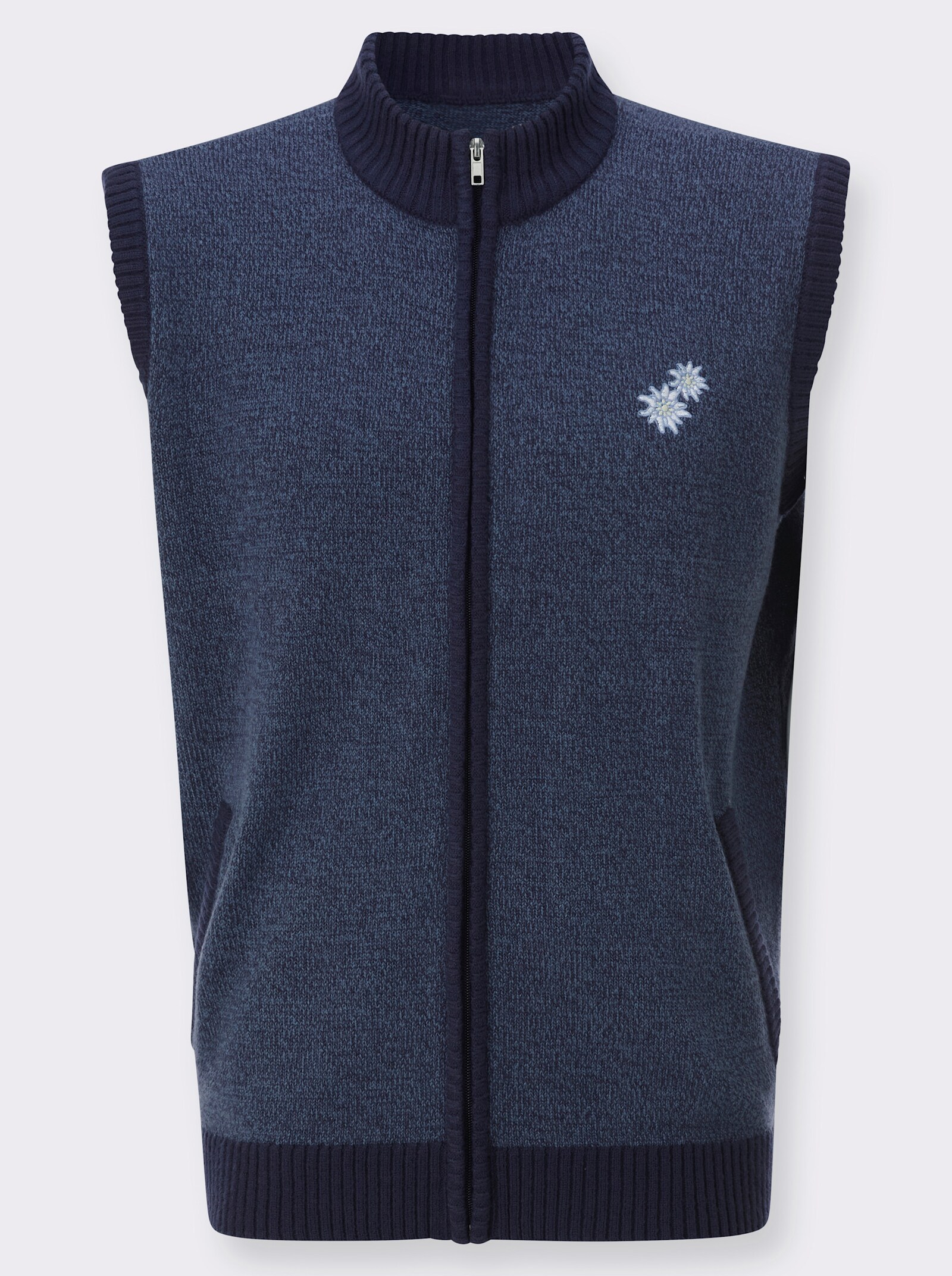 Strickweste in Melange-Optik - marine-rauchblau-meliert