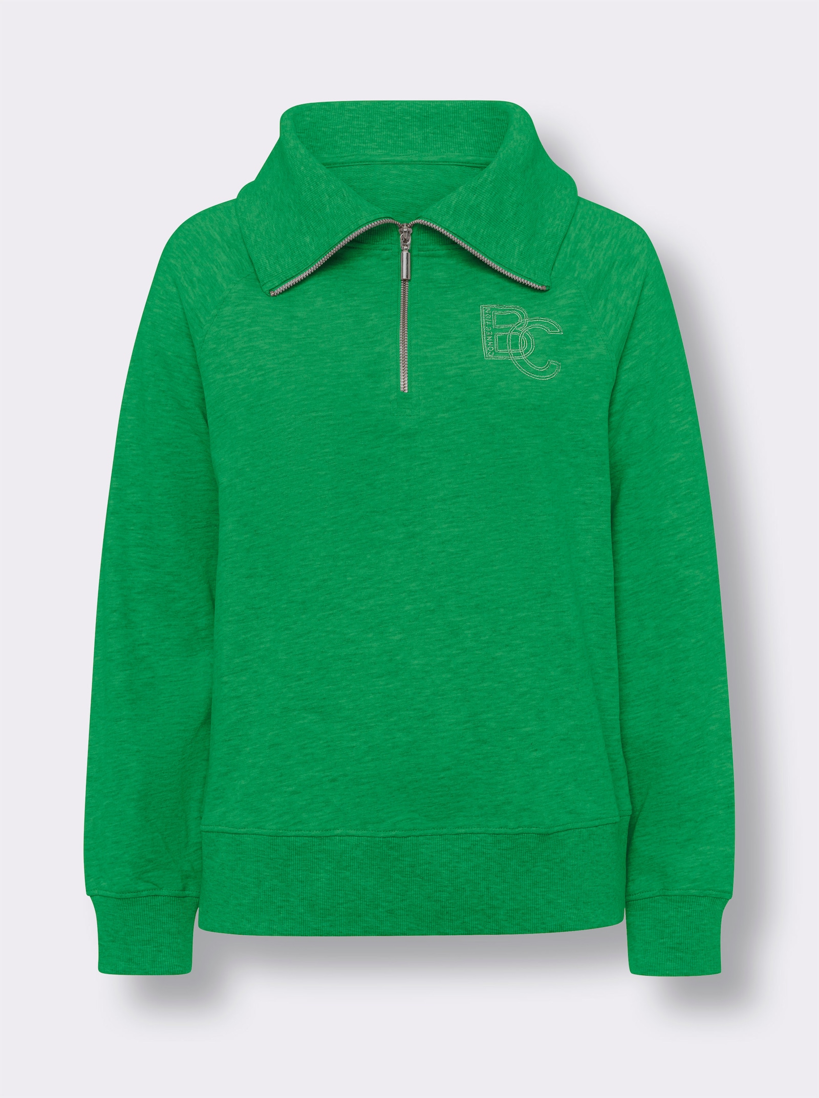 heine Sweatshirt mit Troyer-Kragen - grasgrün