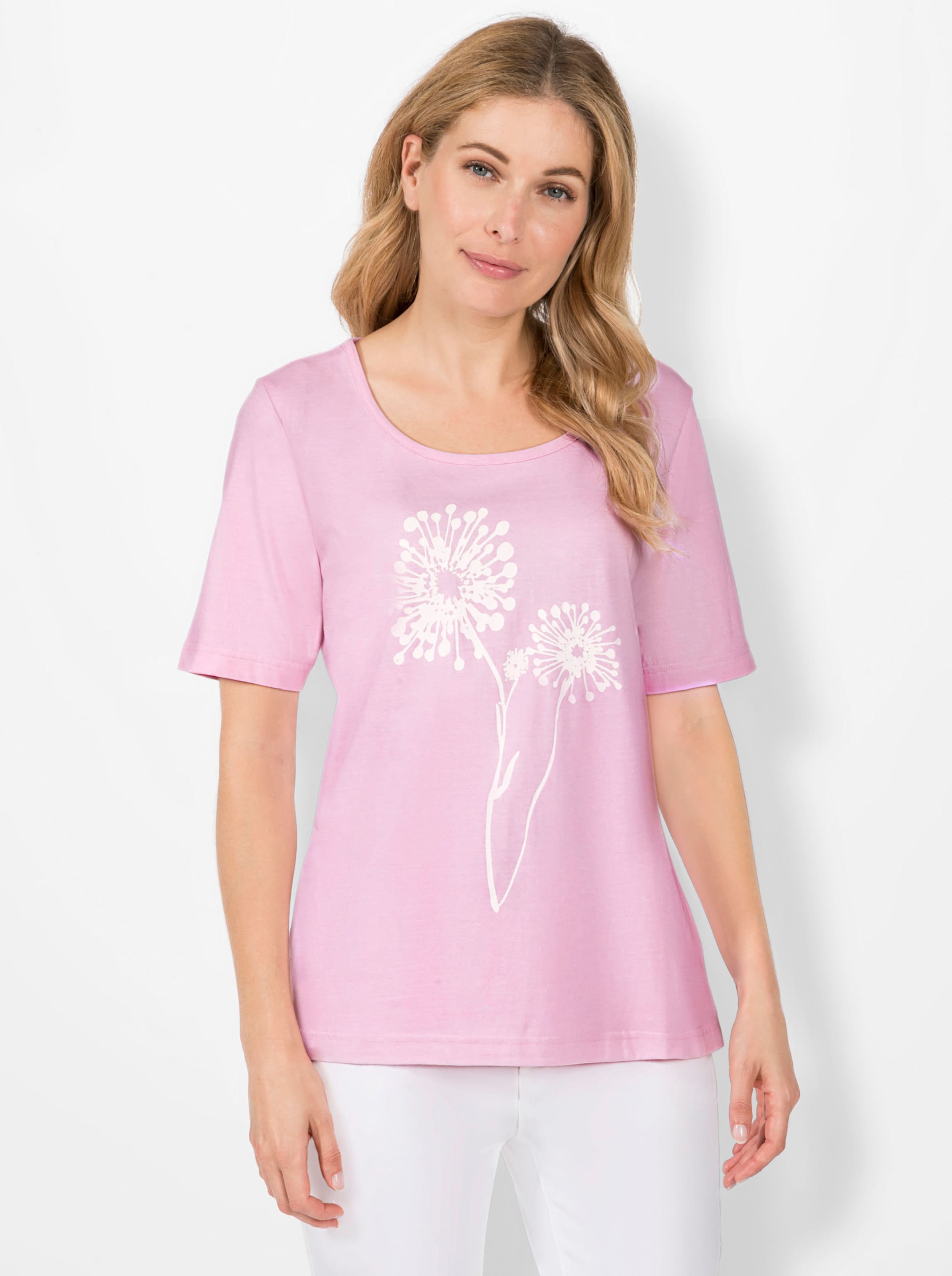 druck günstig Kaufen-Print-Shirt in rosé von heine. Print-Shirt in rosé von heine <![CDATA[Pusteblumen haben uns schon als Kinder fasziniert – und weil sie auch heute nichts von ihrem Reiz verloren haben schmücken sie als wunderschönes Druck-Motiv dieses Shirt. 