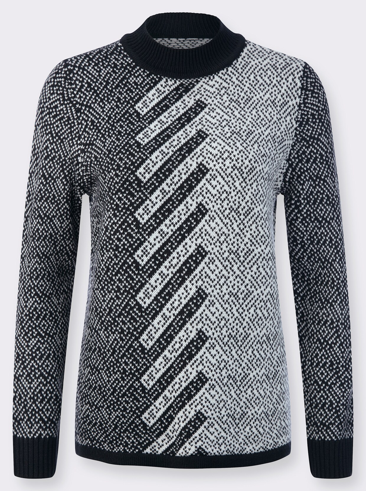 Pullover - zwart/ecru gedessineerd