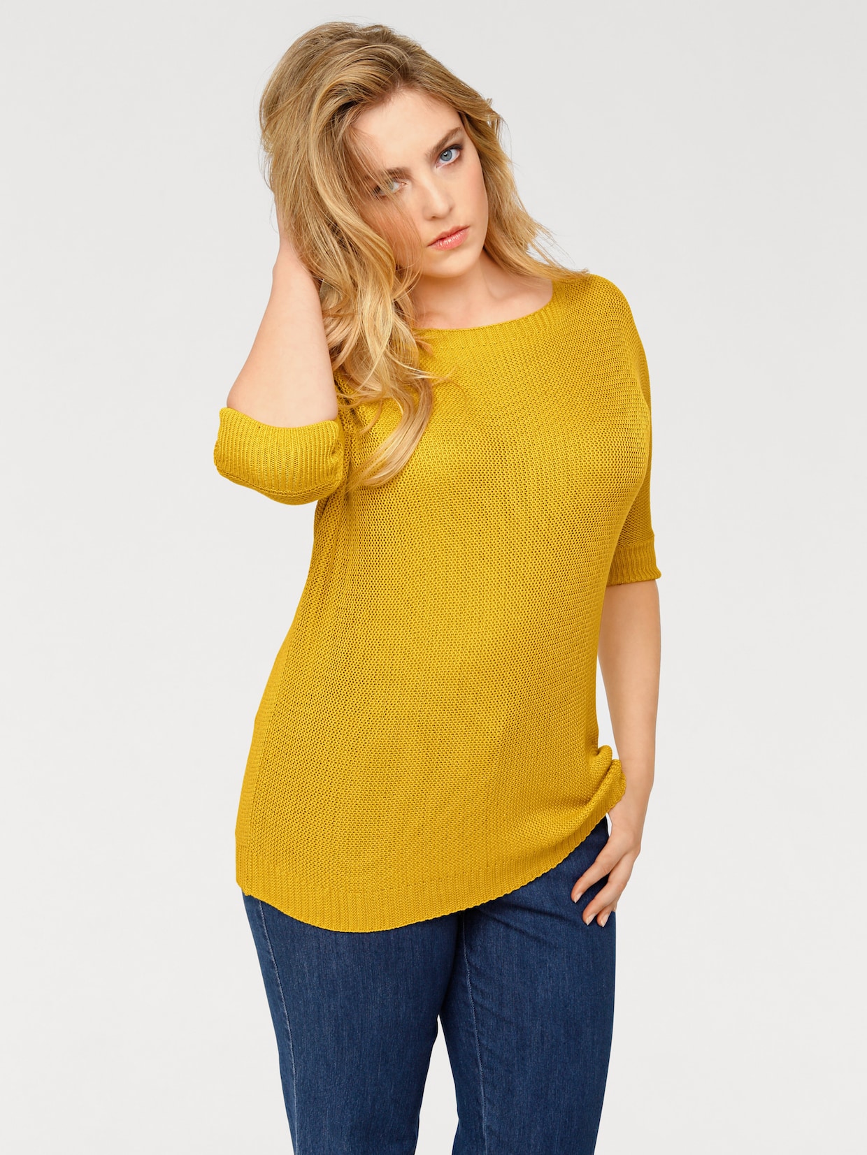 heine Pullover met boothals - geel