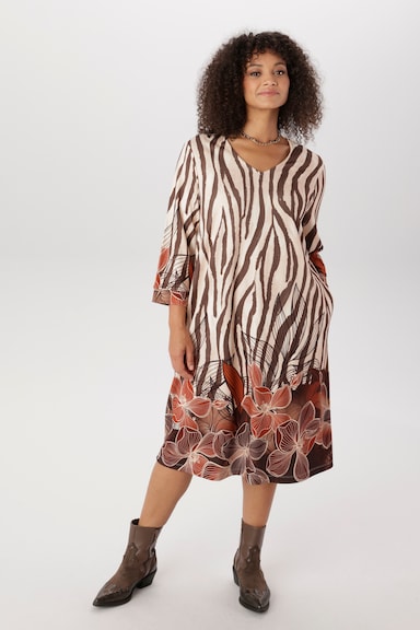 Aniston PLUS Jerseykleid - dunkelbraun-beige