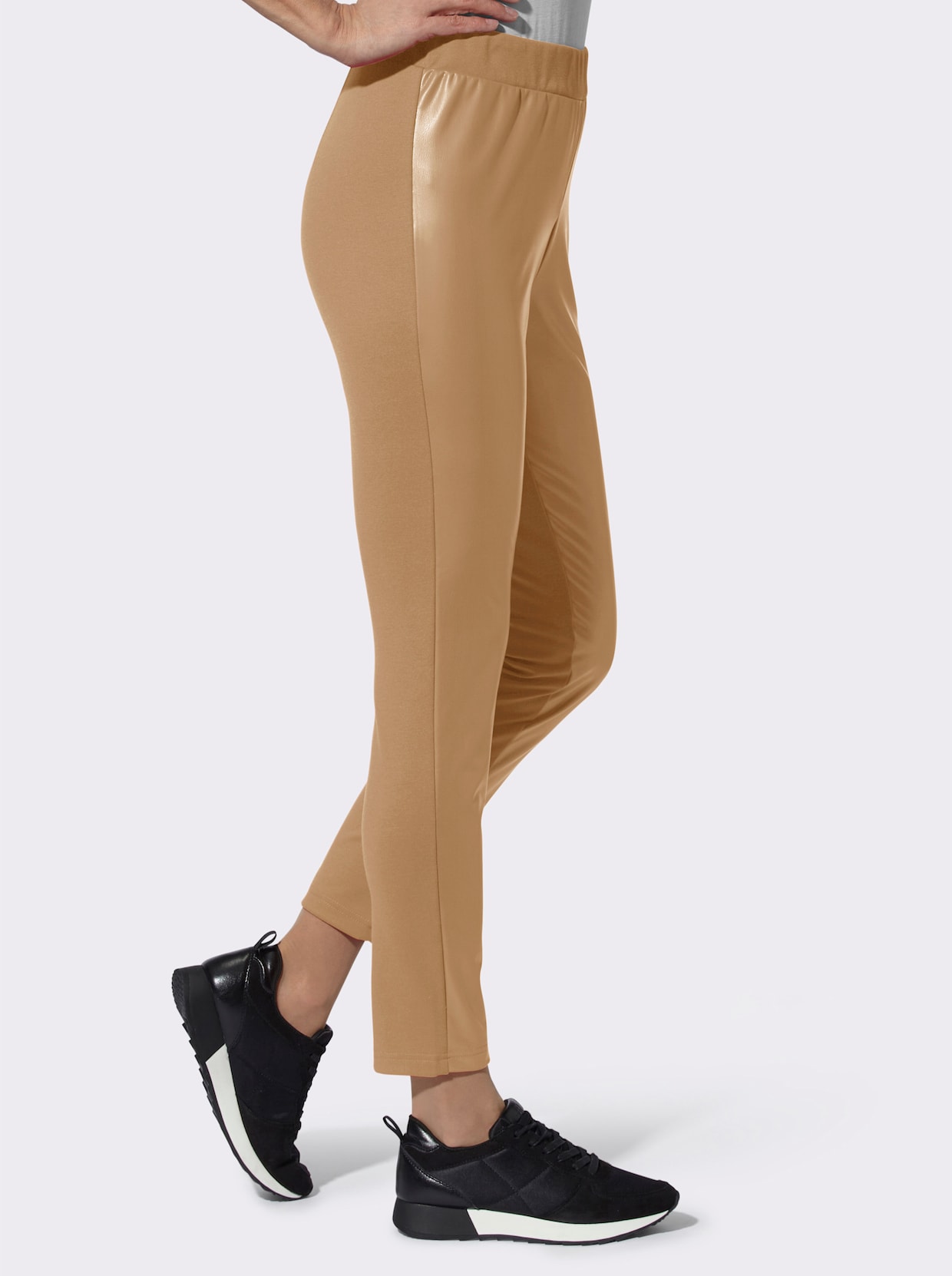 Broek van imitatieleer - camel