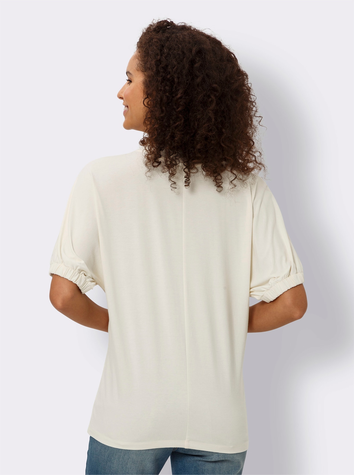 heine Vleermuisshirt - champagne/oranje bedrukt